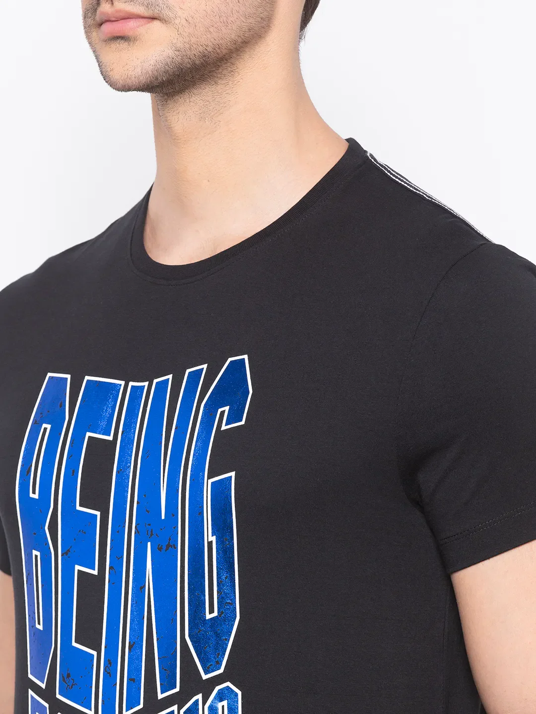 Black Regular Fit Men's Short Sleeves T-Shirt by Being Human Clothing - Image 4