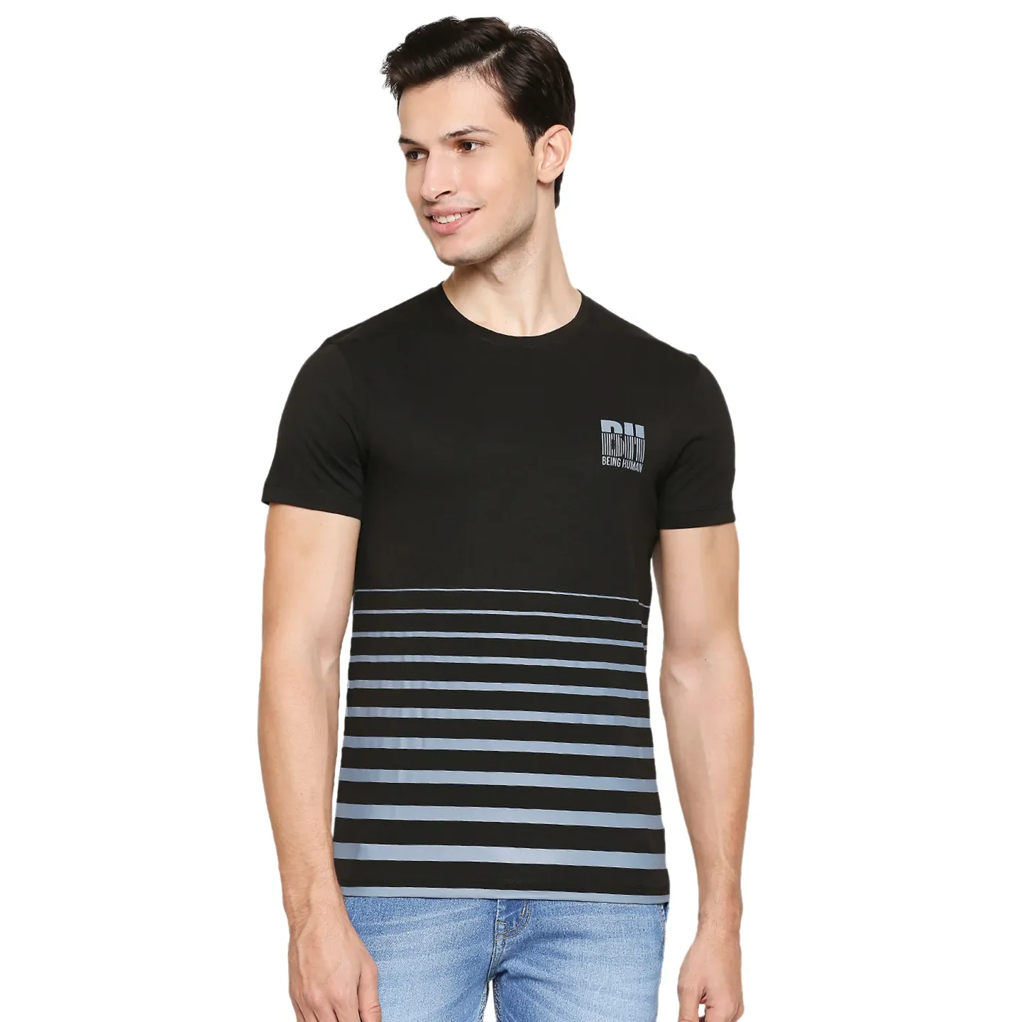 Black Regular Fit Men's Short Sleeves T-Shirt by Being Human Clothing