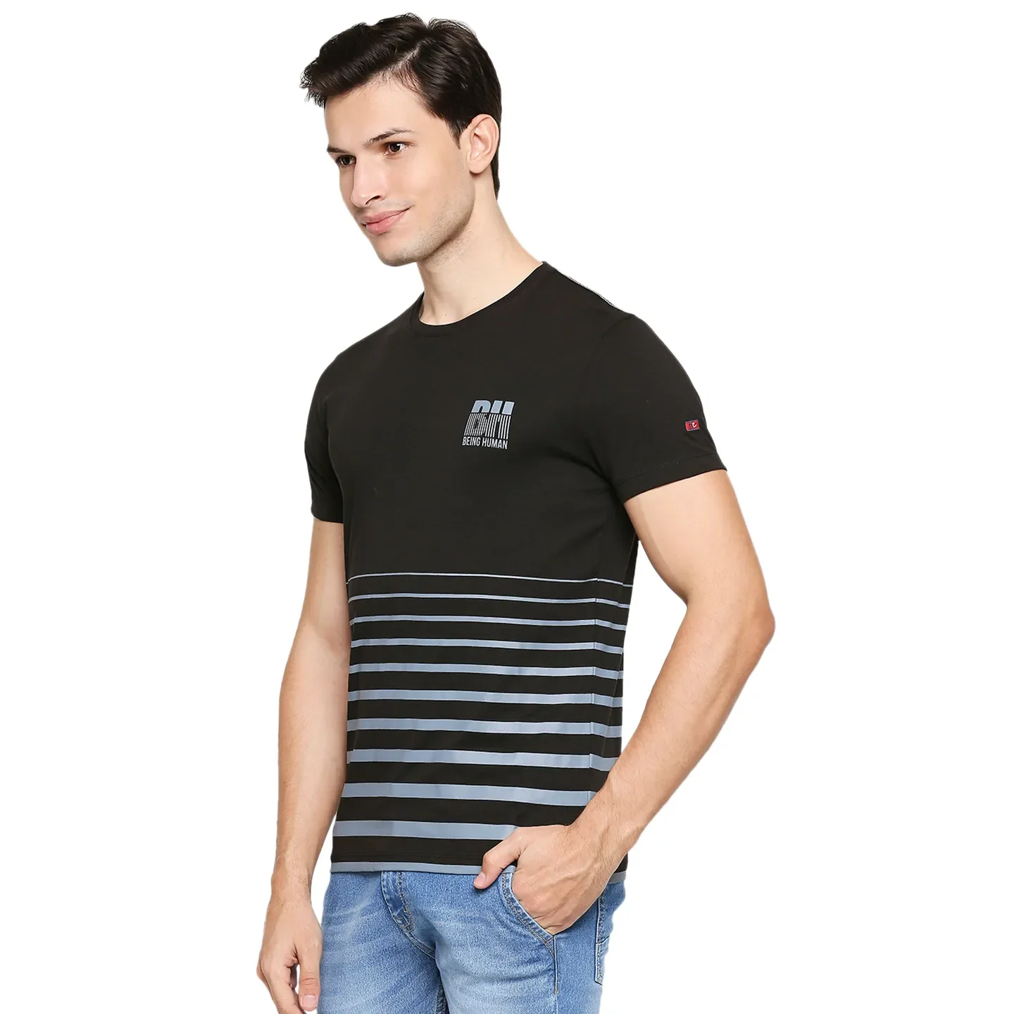 Black Regular Fit Men's Short Sleeves T-Shirt by Being Human Clothing - Image 2