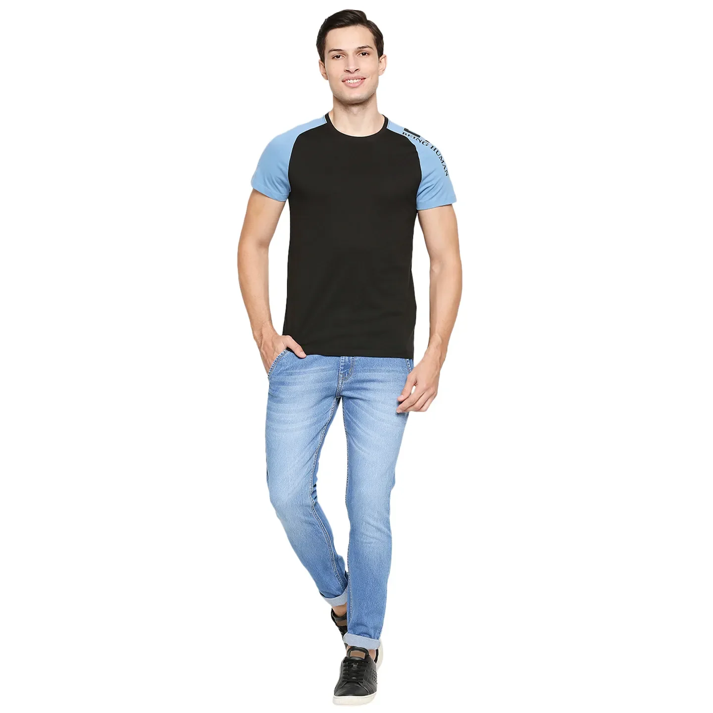 Black Regular Fit Men's Short Sleeves T-Shirt by Being Human Clothing - Image 6
