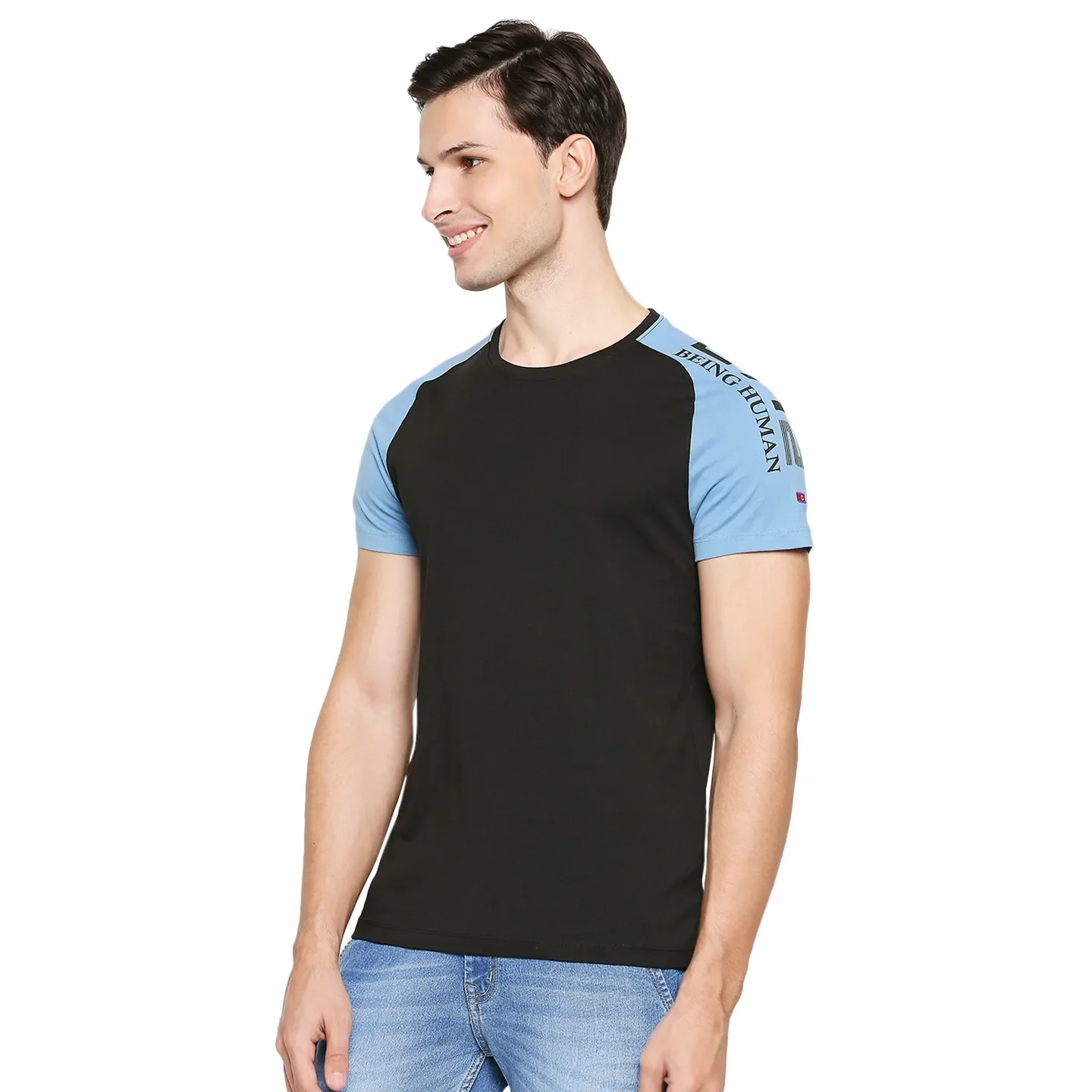Black Regular Fit Men's Short Sleeves T-Shirt by Being Human Clothing - Image 9