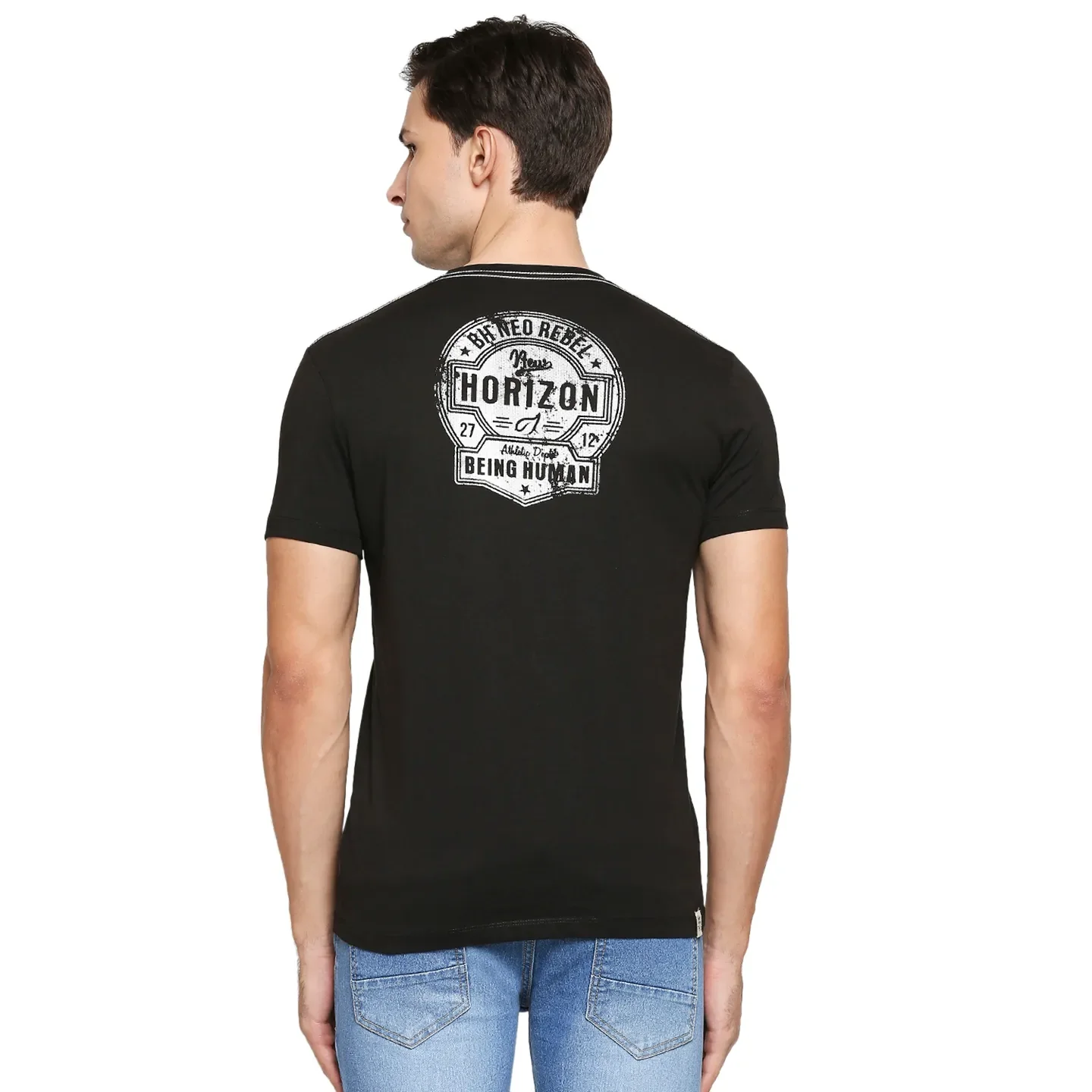 Black Regular Fit Men's Short Sleeves T-Shirt by Being Human Clothing - Image 4