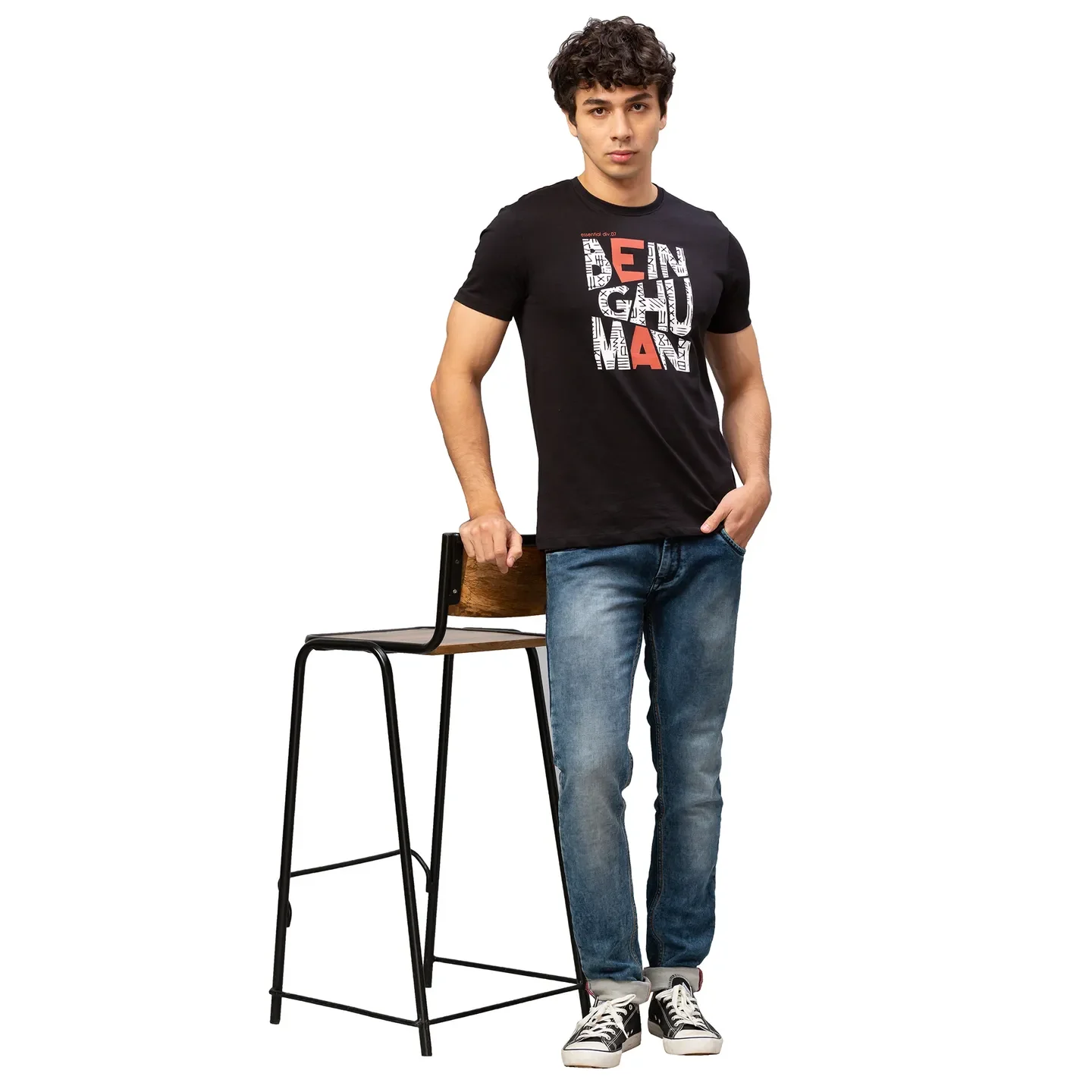 Black Regular Fit Men's Short Sleeves T-Shirt by Being Human Clothing - Image 5