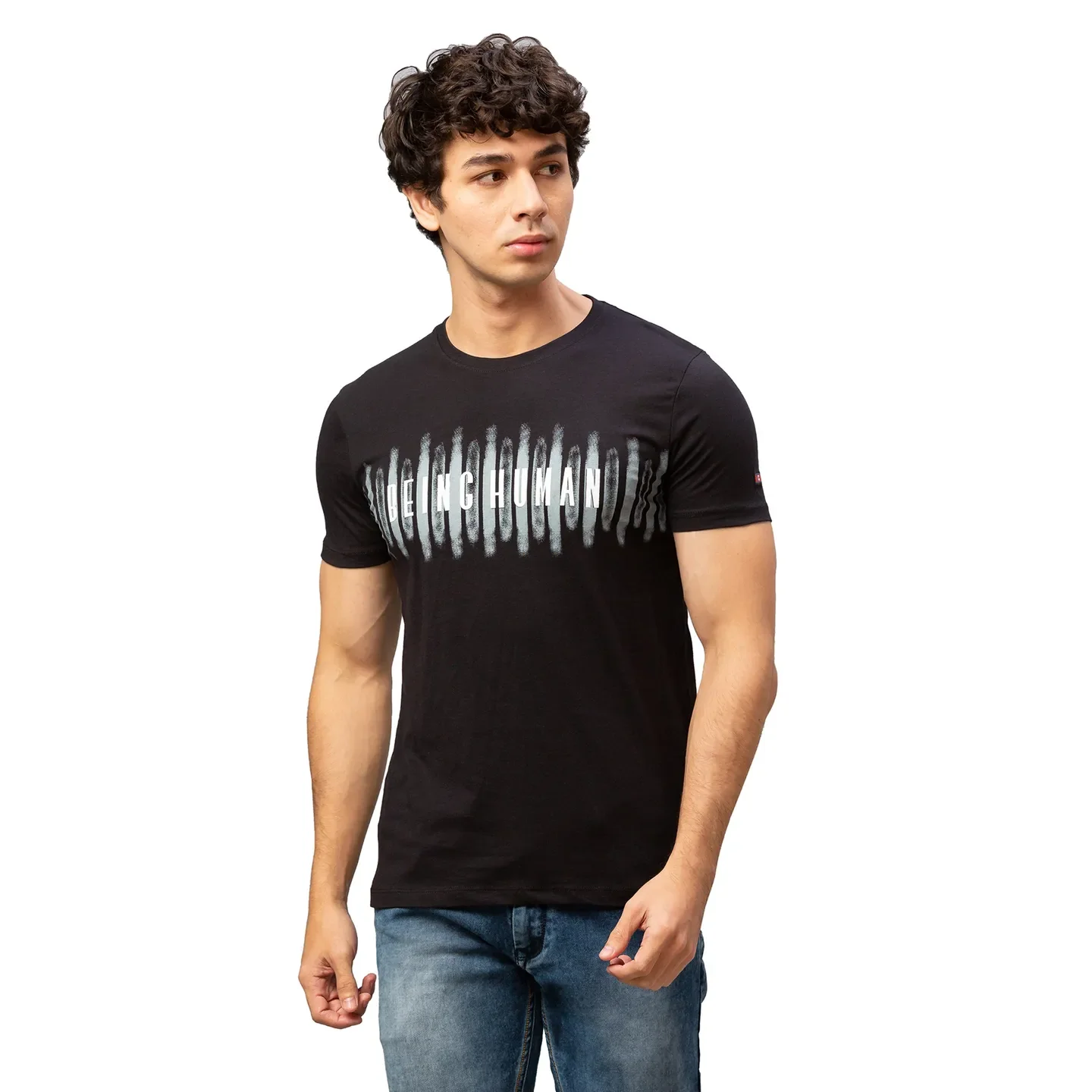 Black Regular Fit Men's Short Sleeves T-Shirt by Being Human Clothing
