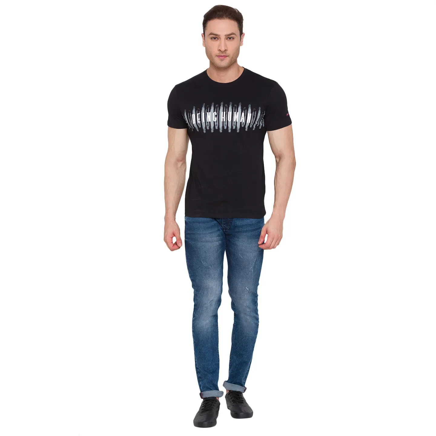 Black Regular Fit Men's Short Sleeves T-Shirt by Being Human Clothing - Image 5