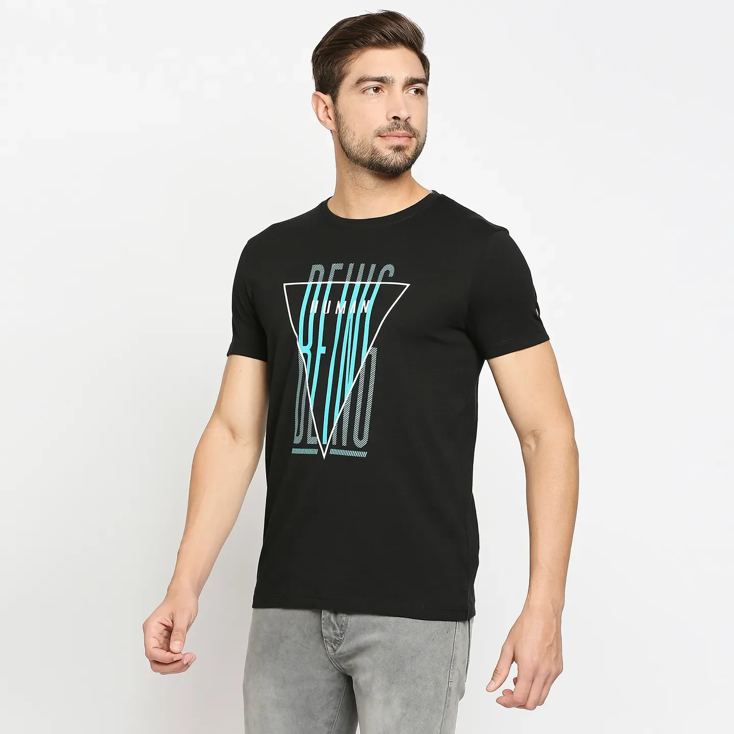 Black Regular Fit Men's Short Sleeves T-Shirt by Being Human Clothing - Image 2
