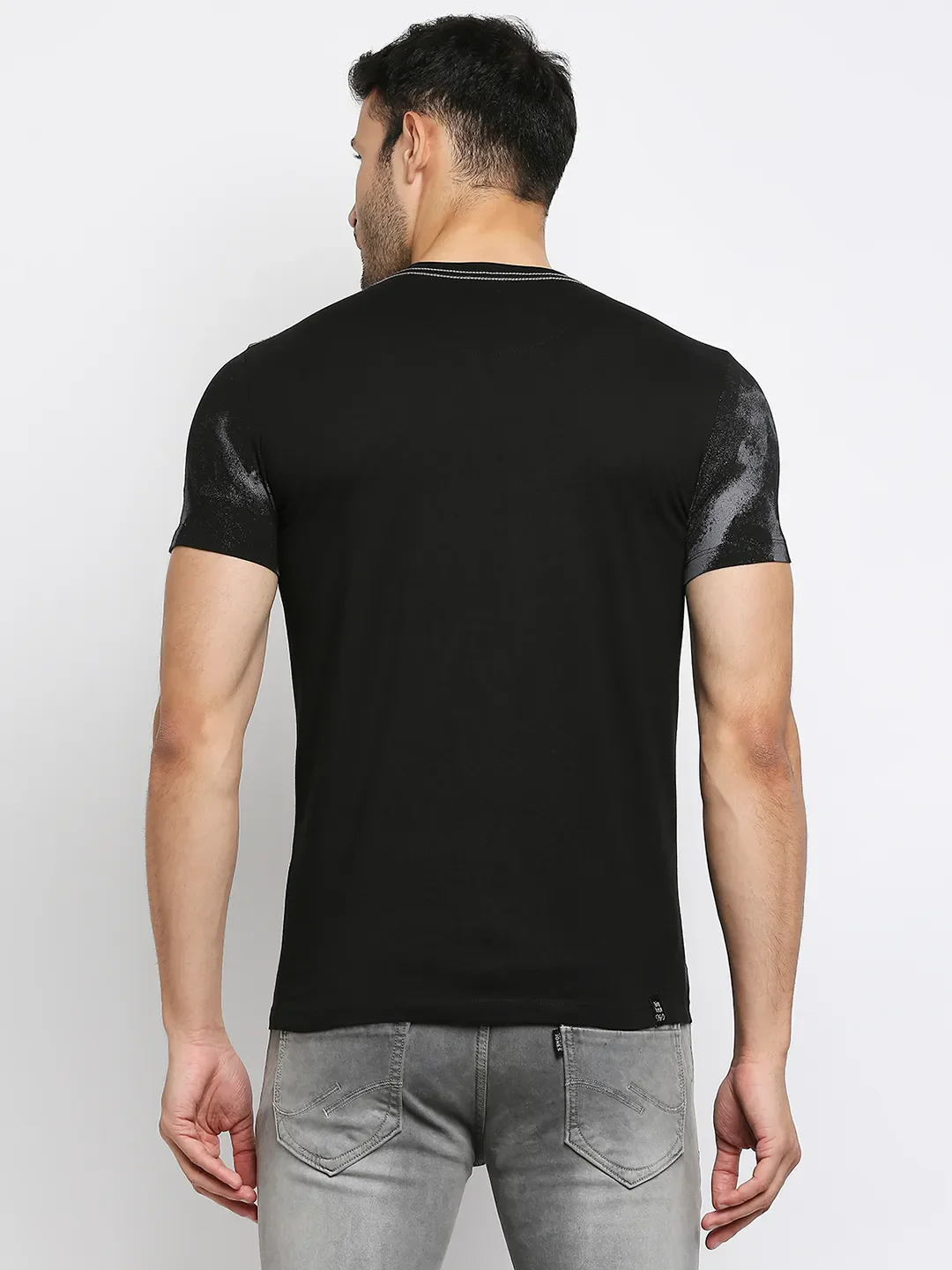 Black Regular Fit Men's Short Sleeves T-Shirt by Being Human Clothing - Image 3