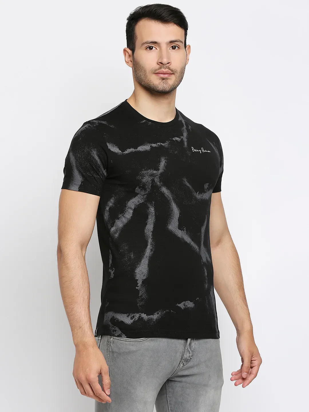 Black Regular Fit Men's Short Sleeves T-Shirt by Being Human Clothing - Image 4