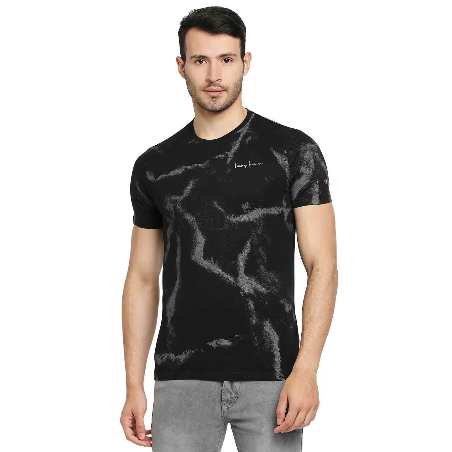 Black Regular Fit Men's Short Sleeves T-Shirt by Being Human Clothing - Image 6