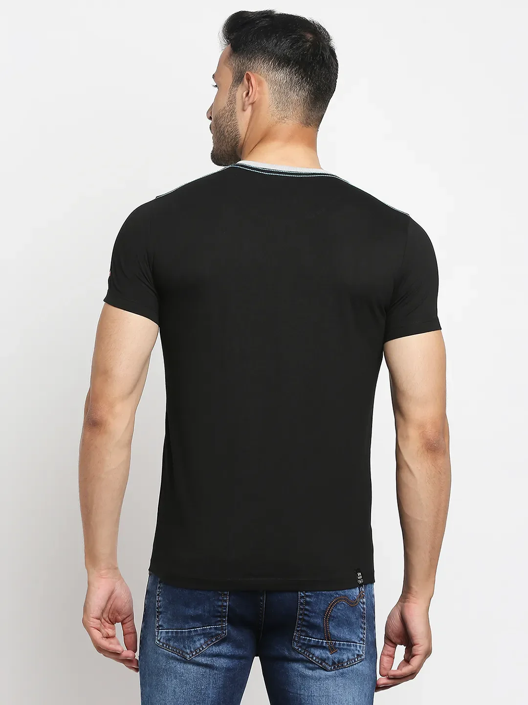 Black Regular Fit Men's Short Sleeves T-Shirt by Being Human Clothing - Image 3