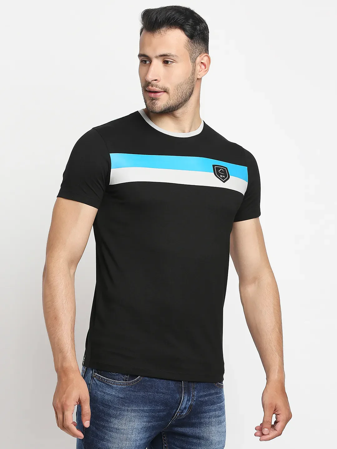 Black Regular Fit Men's Short Sleeves T-Shirt by Being Human Clothing - Image 4