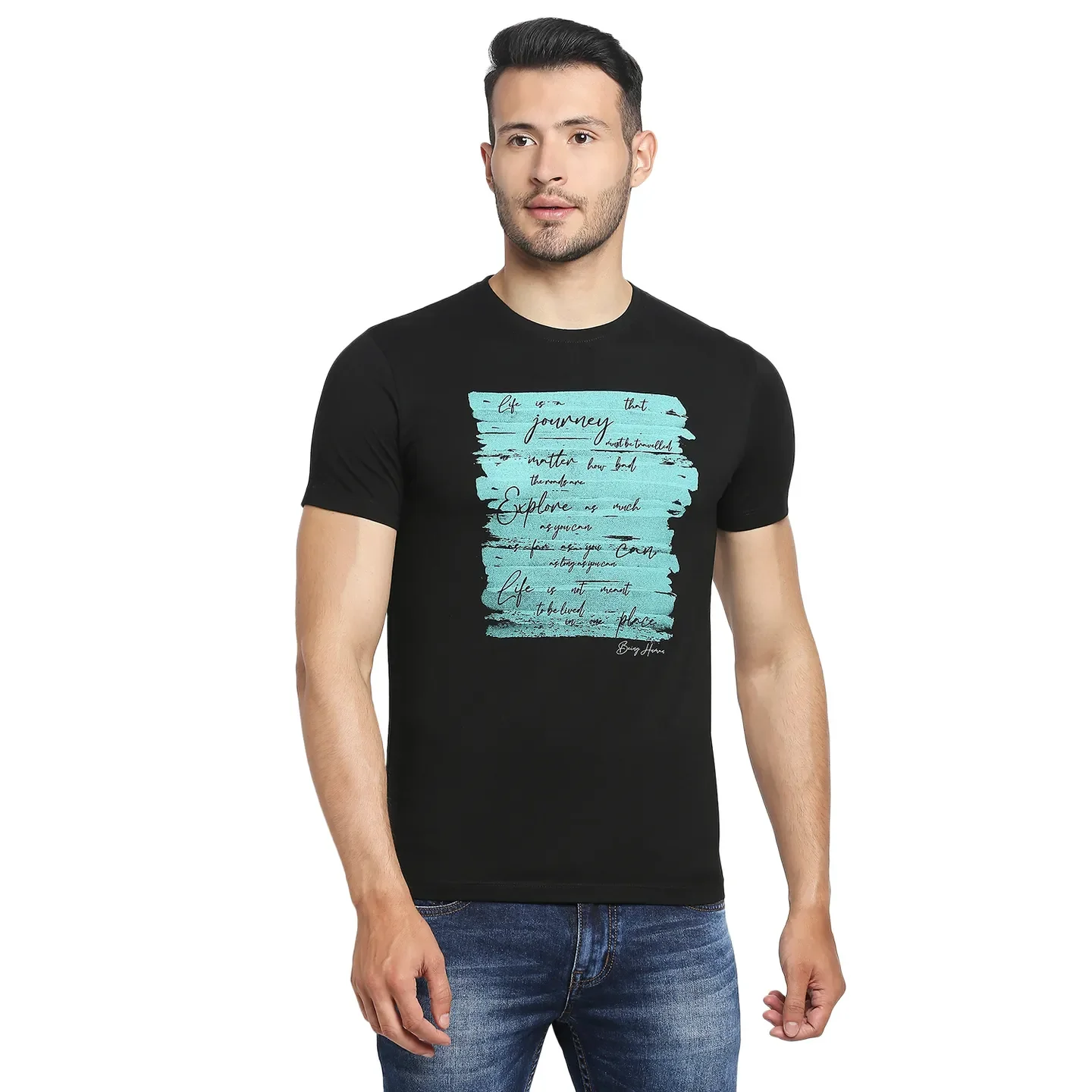 Black Regular Fit Men's Short Sleeves T-Shirt by Being Human Clothing - Image 6