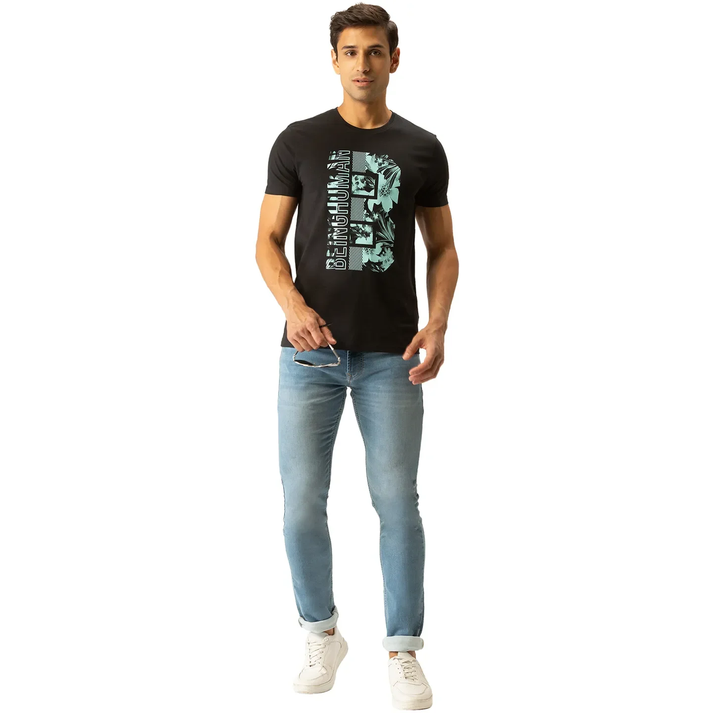 Black Regular Fit Men's Short Sleeves T-Shirt by Being Human Clothing - Image 5