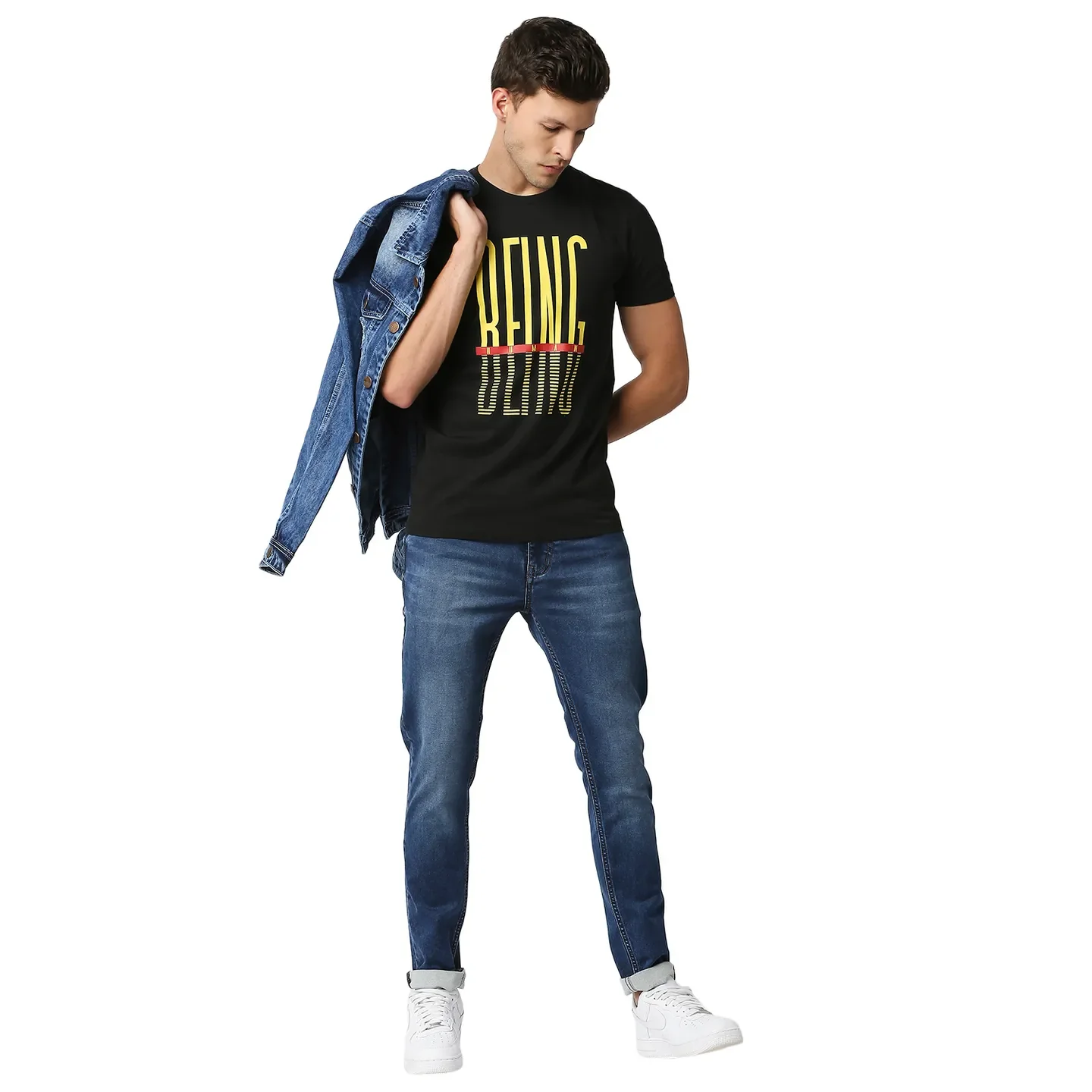 Black Regular Fit Men's Short Sleeves T-Shirt by Being Human Clothing - Image 6
