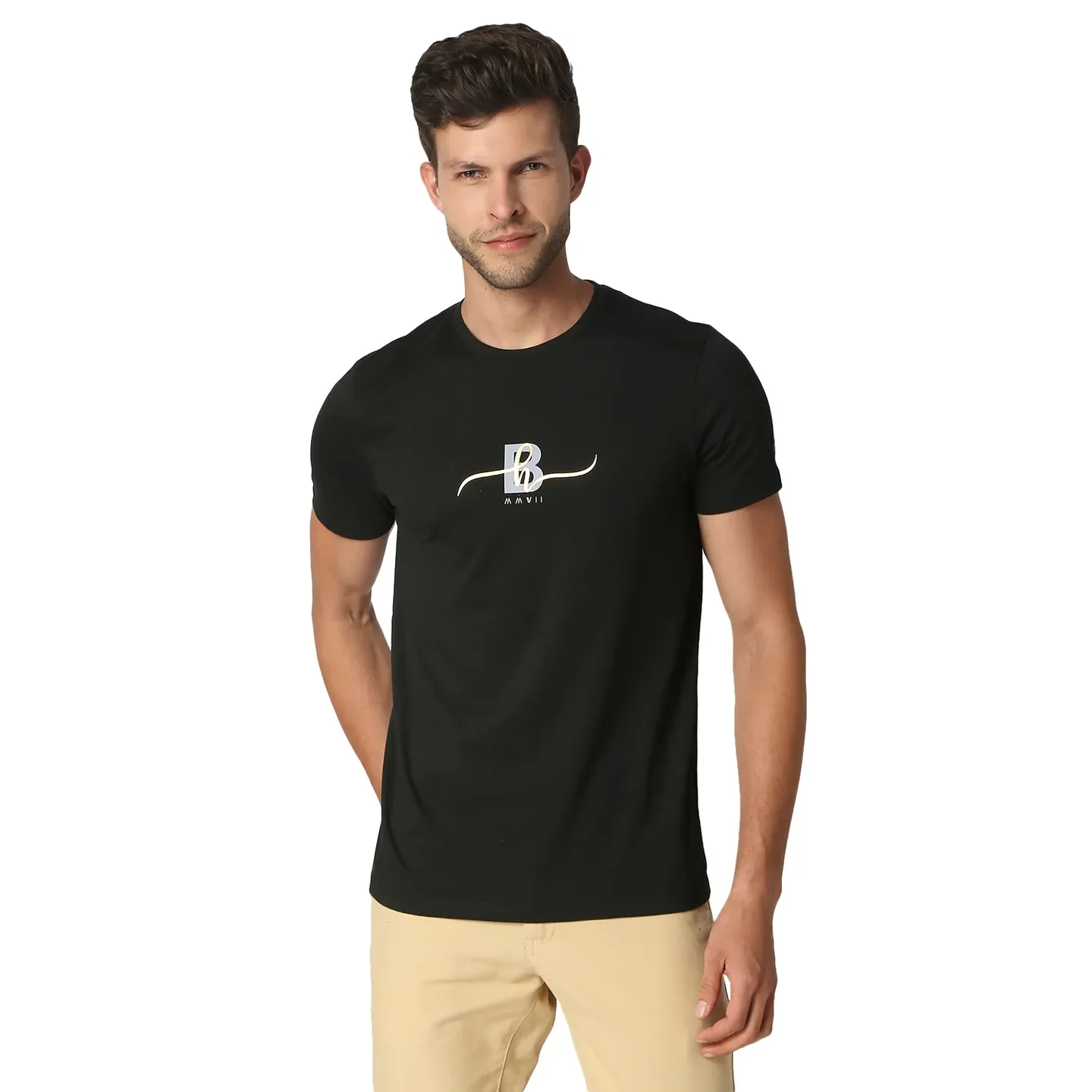 Black Regular Fit Men's Short Sleeves T-Shirt by Being Human Clothing