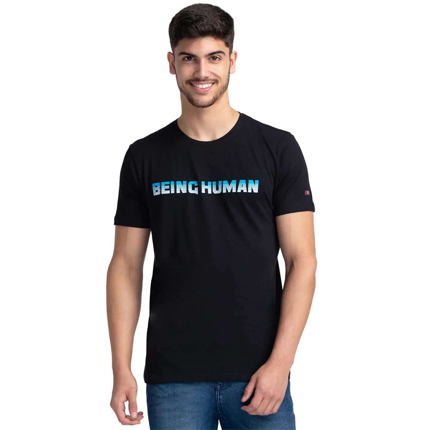 Black Regular Fit Men's Short Sleeves T-Shirt by Being Human Clothing