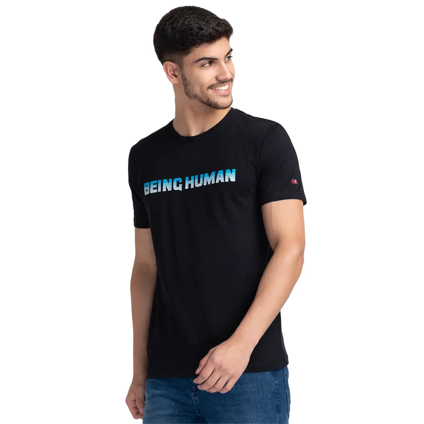 Black Regular Fit Men's Short Sleeves T-Shirt by Being Human Clothing - Image 4
