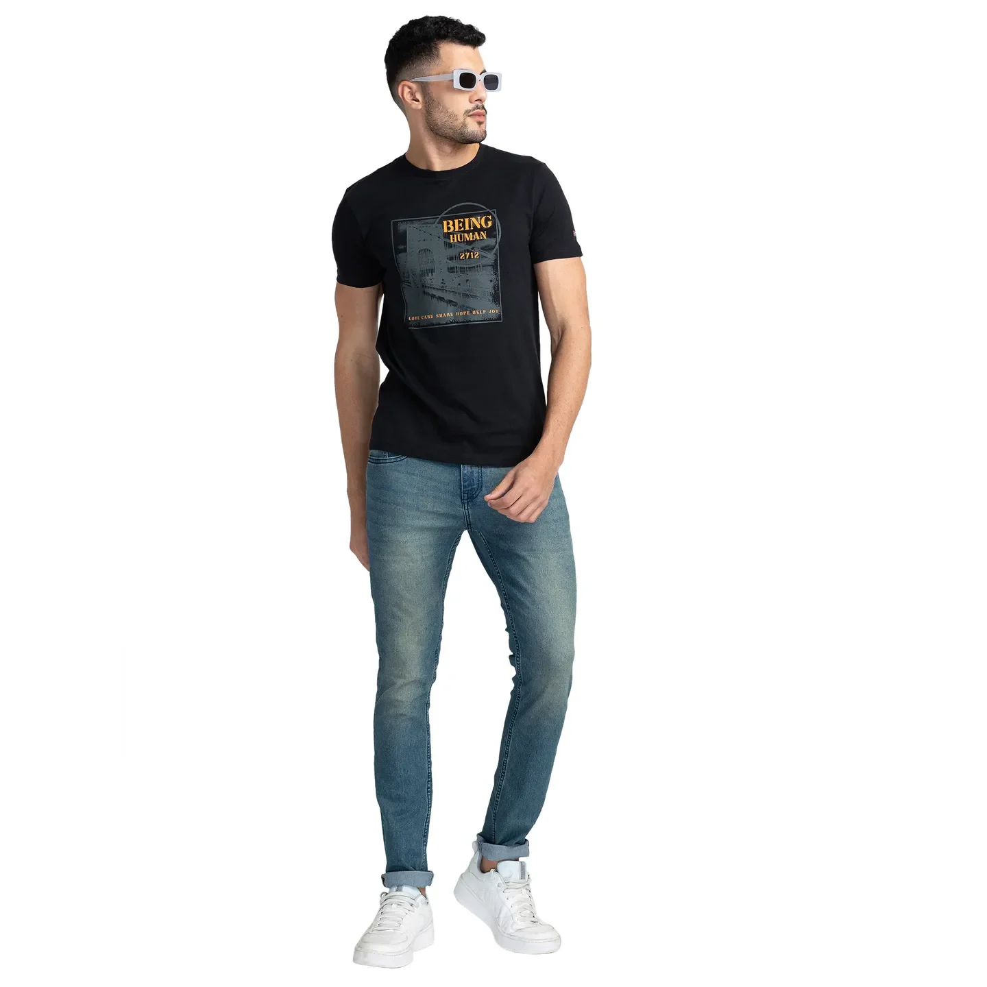 Black Regular Fit Men's Short Sleeves T-Shirt by Being Human Clothing - Image 6