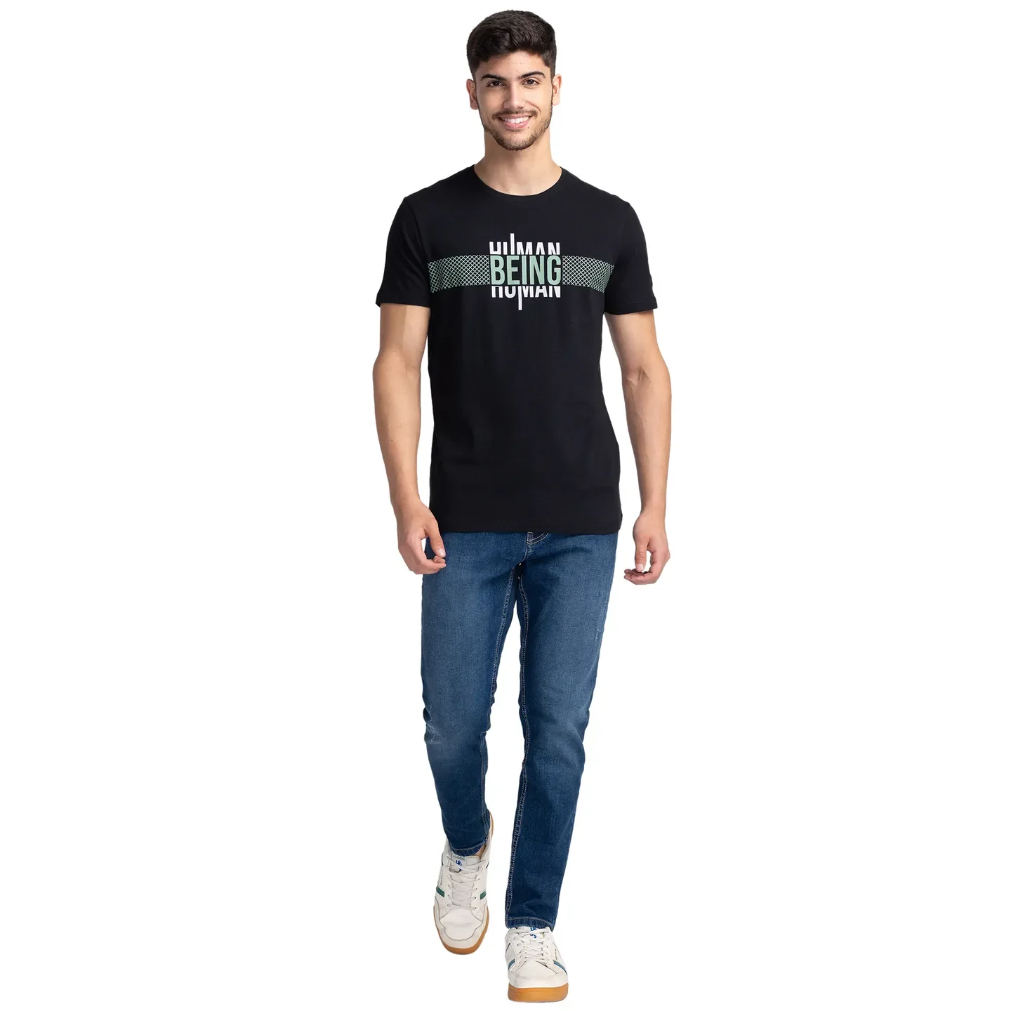 Black Regular Fit Men's Short Sleeves T-Shirt by Being Human Clothing - Image 2