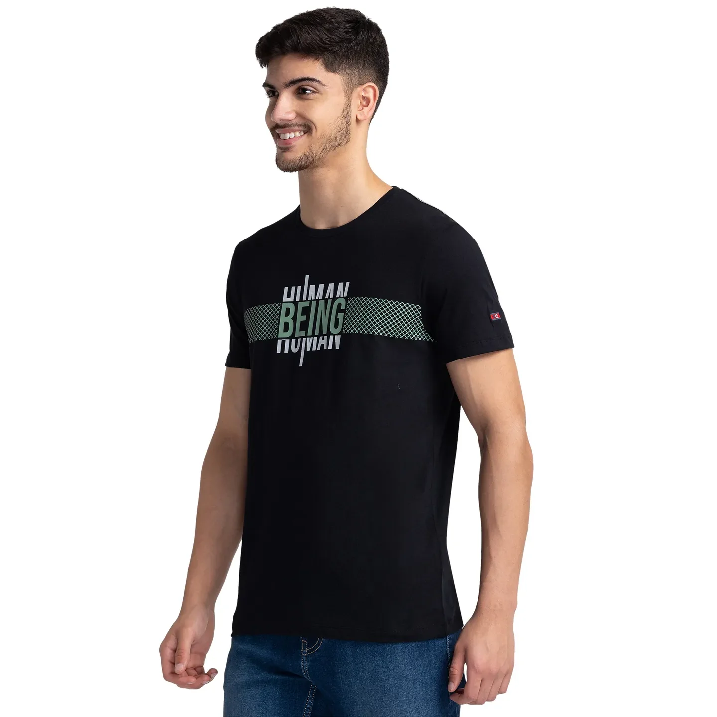 Black Regular Fit Men's Short Sleeves T-Shirt by Being Human Clothing - Image 4