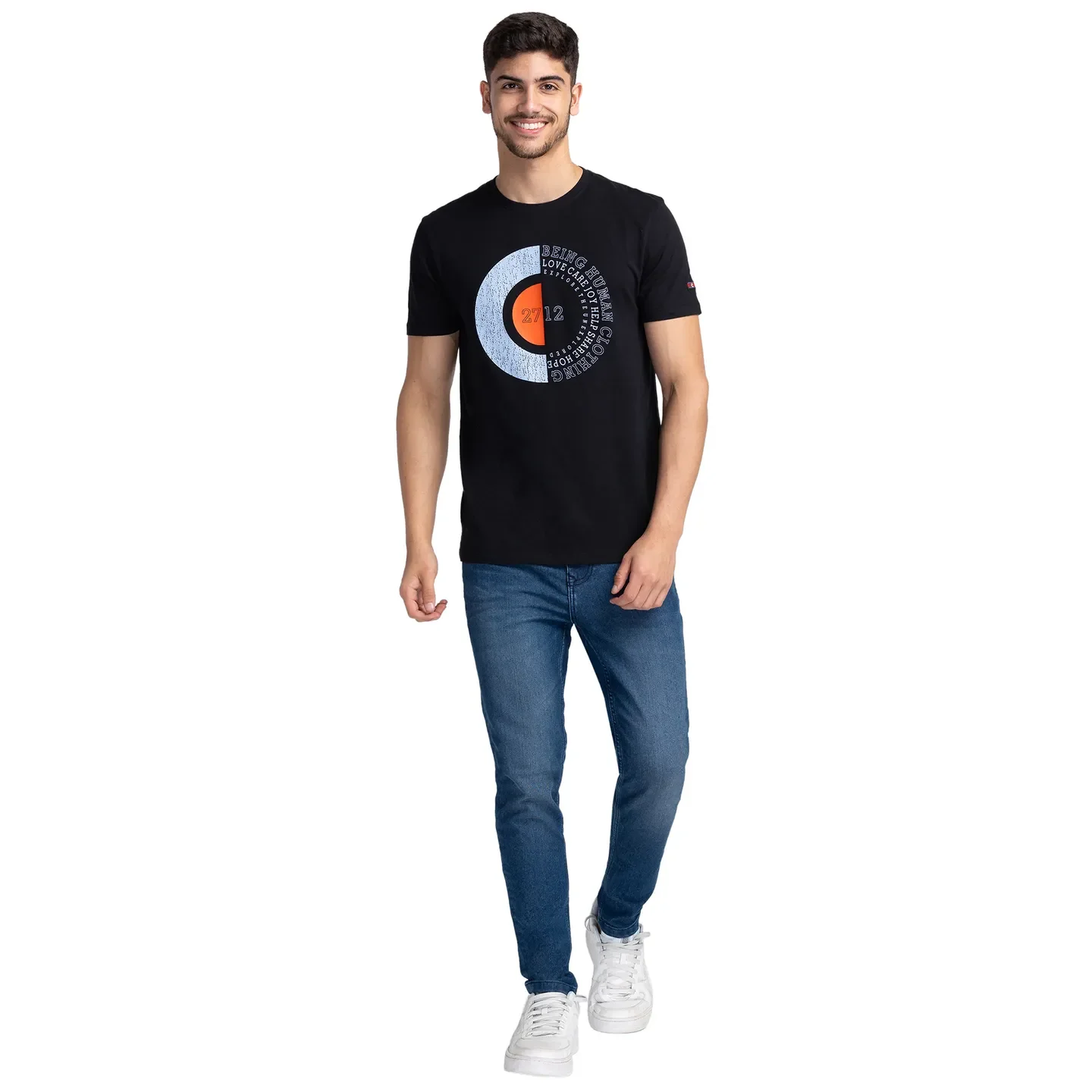 Black Regular Fit Men's Short Sleeves T-Shirt by Being Human Clothing - Image 2
