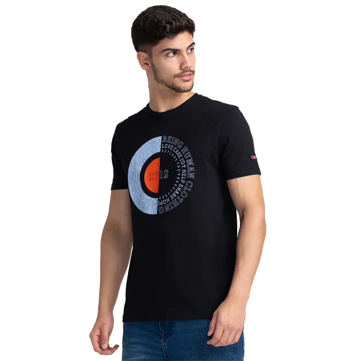 Black Regular Fit Men's Short Sleeves T-Shirt by Being Human Clothing - Image 4