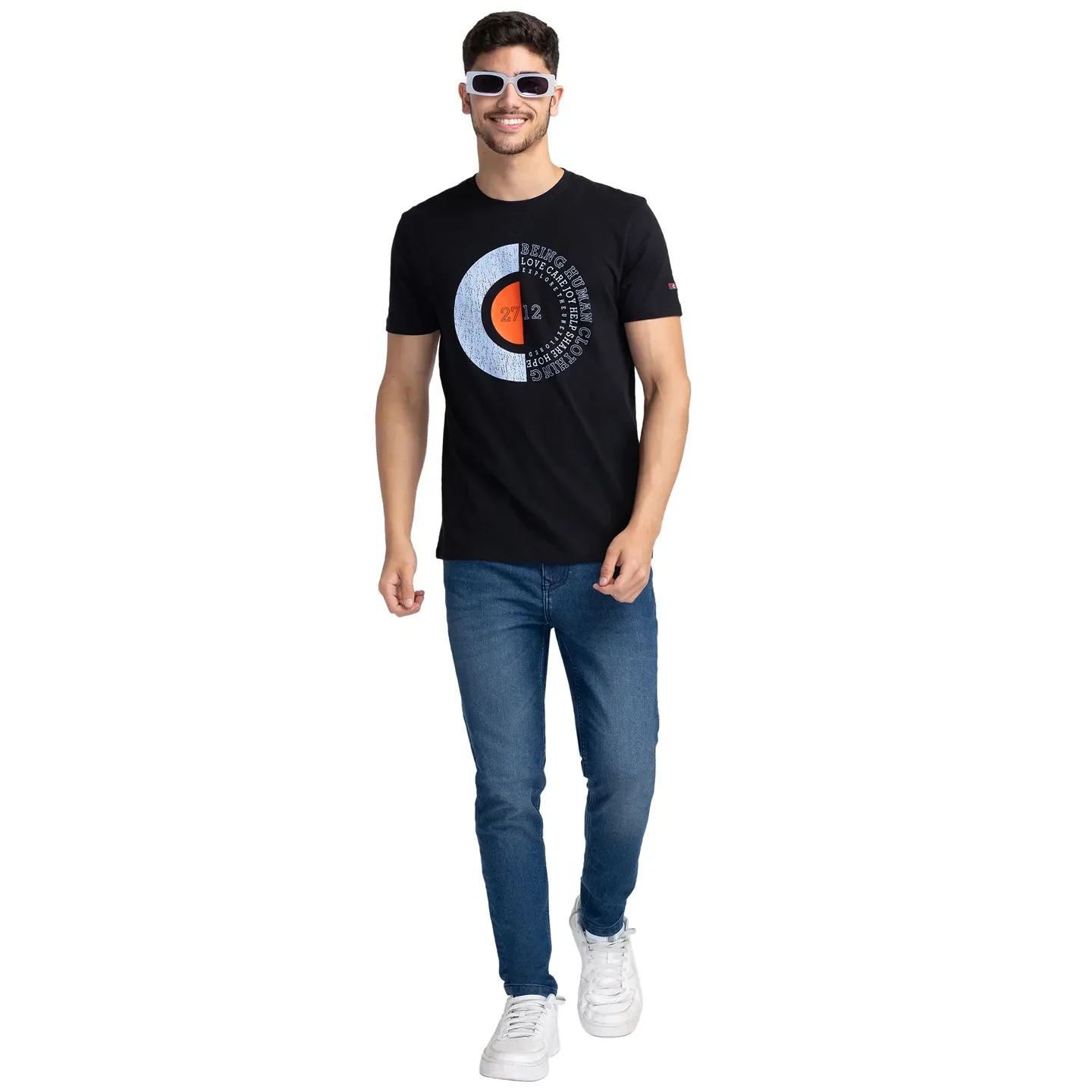 Black Regular Fit Men's Short Sleeves T-Shirt by Being Human Clothing - Image 6