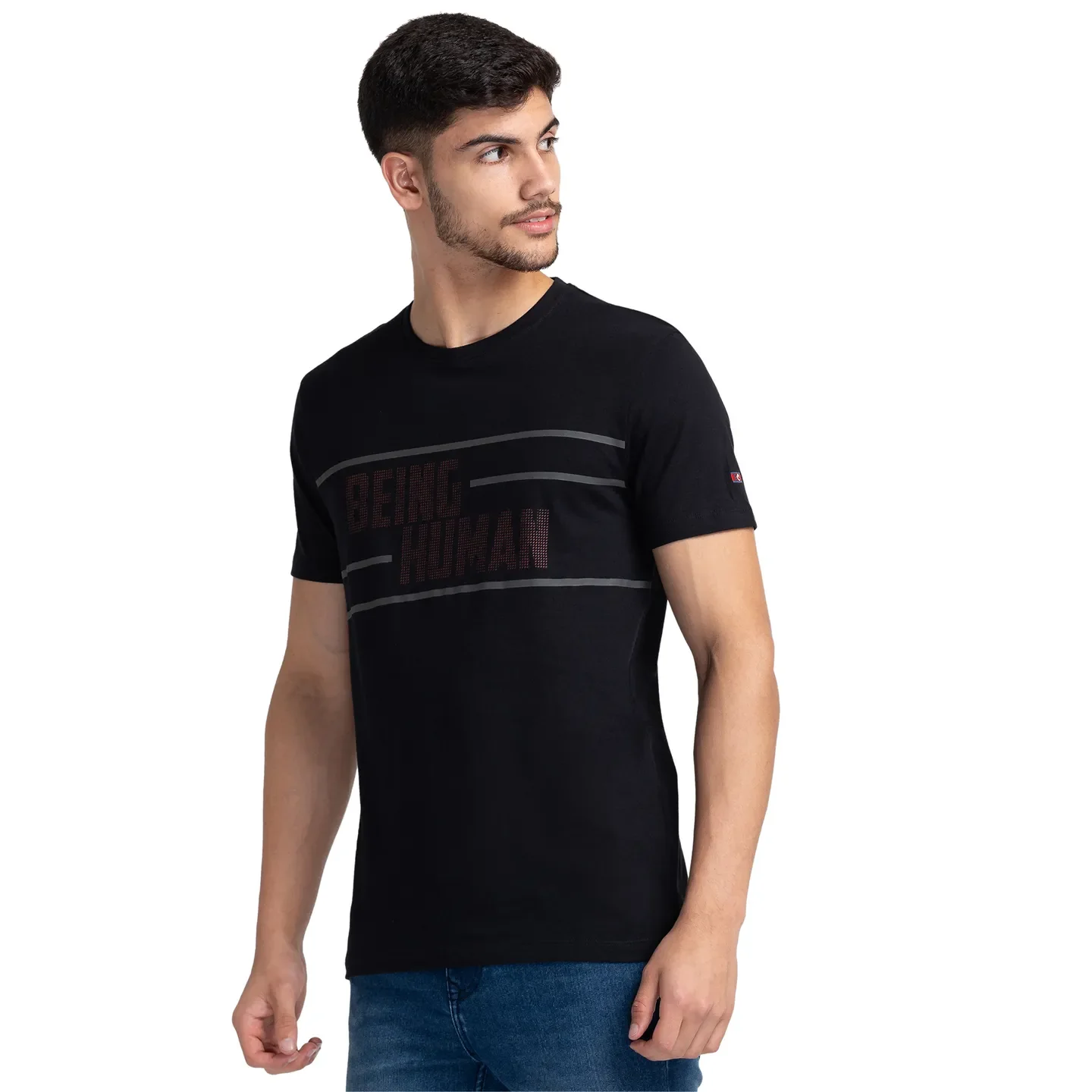 Black Regular Fit Men's Short Sleeves T-Shirt by Being Human Clothing - Image 4