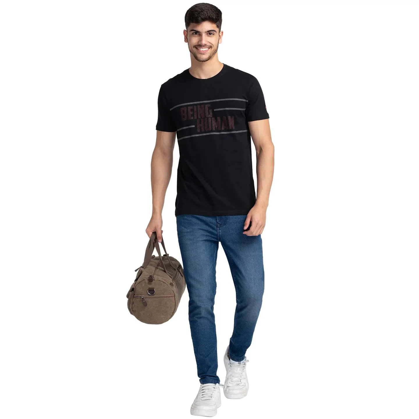 Black Regular Fit Men's Short Sleeves T-Shirt by Being Human Clothing - Image 6
