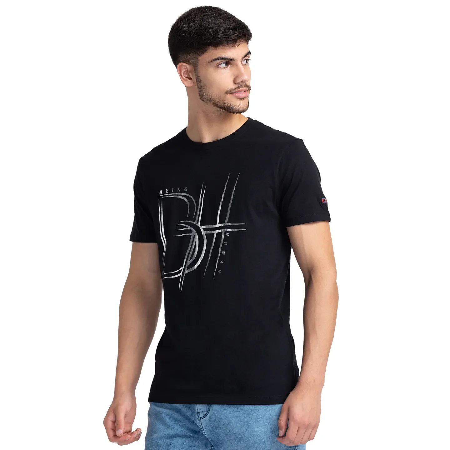 Black Regular Fit Men's Short Sleeves T-Shirt by Being Human Clothing - Image 4