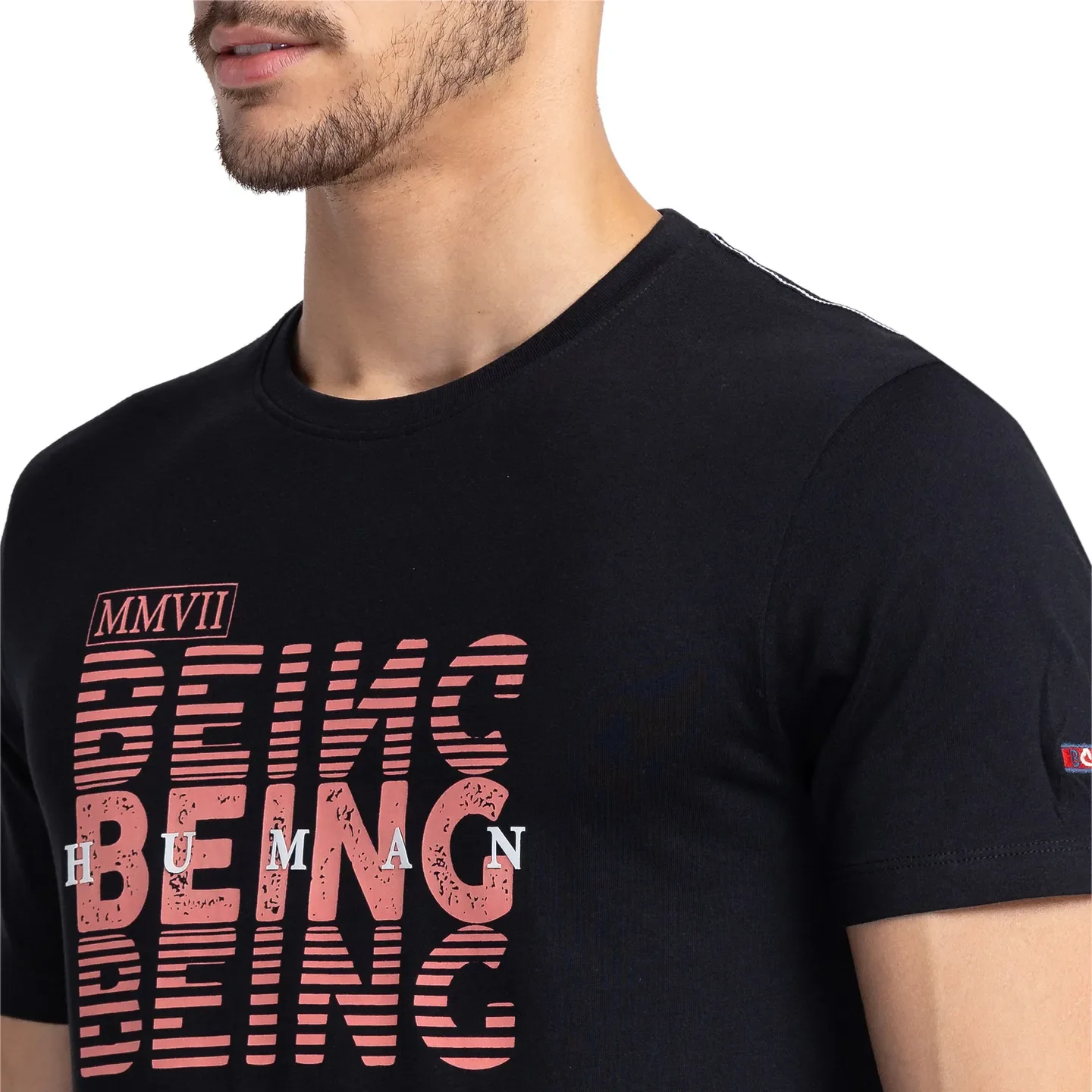 Black Regular Fit Men's Short Sleeves T-Shirt by Being Human Clothing - Image 5
