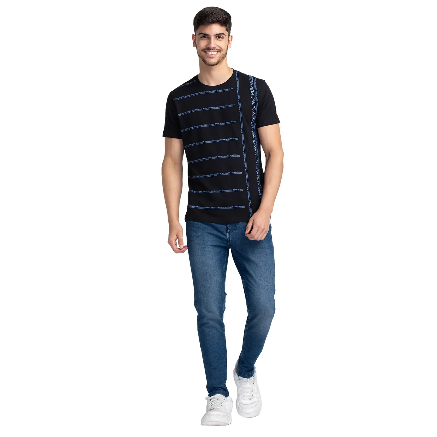 Black Regular Fit Men's Short Sleeves T-Shirt by Being Human Clothing - Image 2