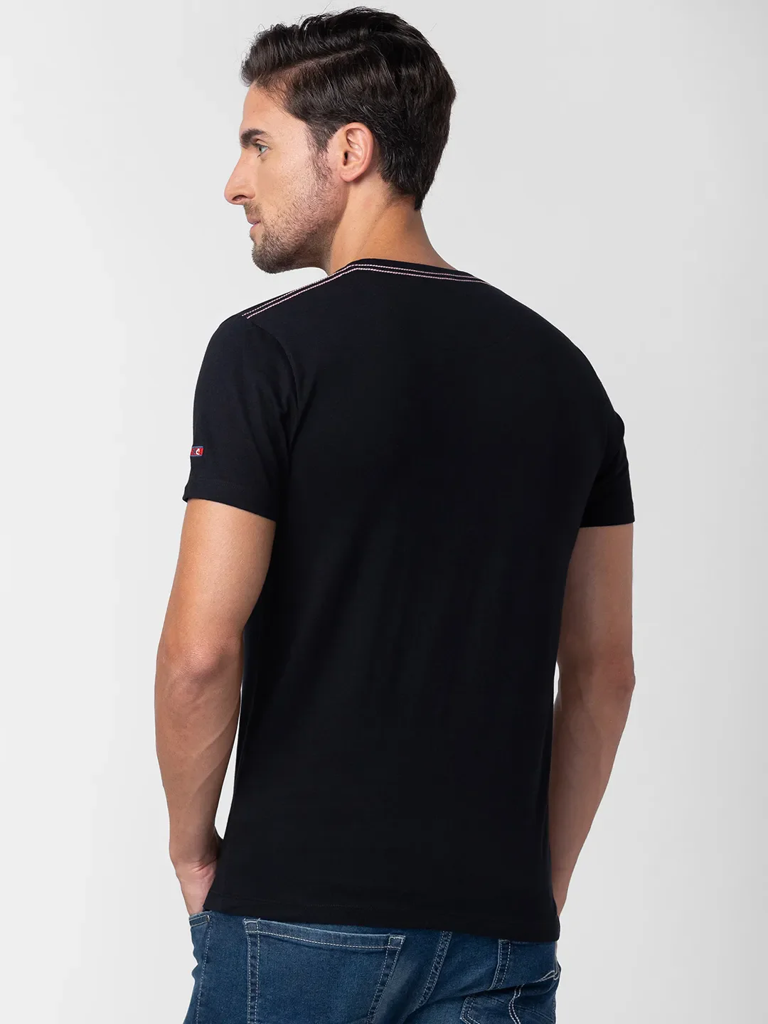 Black Regular Fit Men's Short Sleeves T-Shirt by Being Human Clothing - Image 3