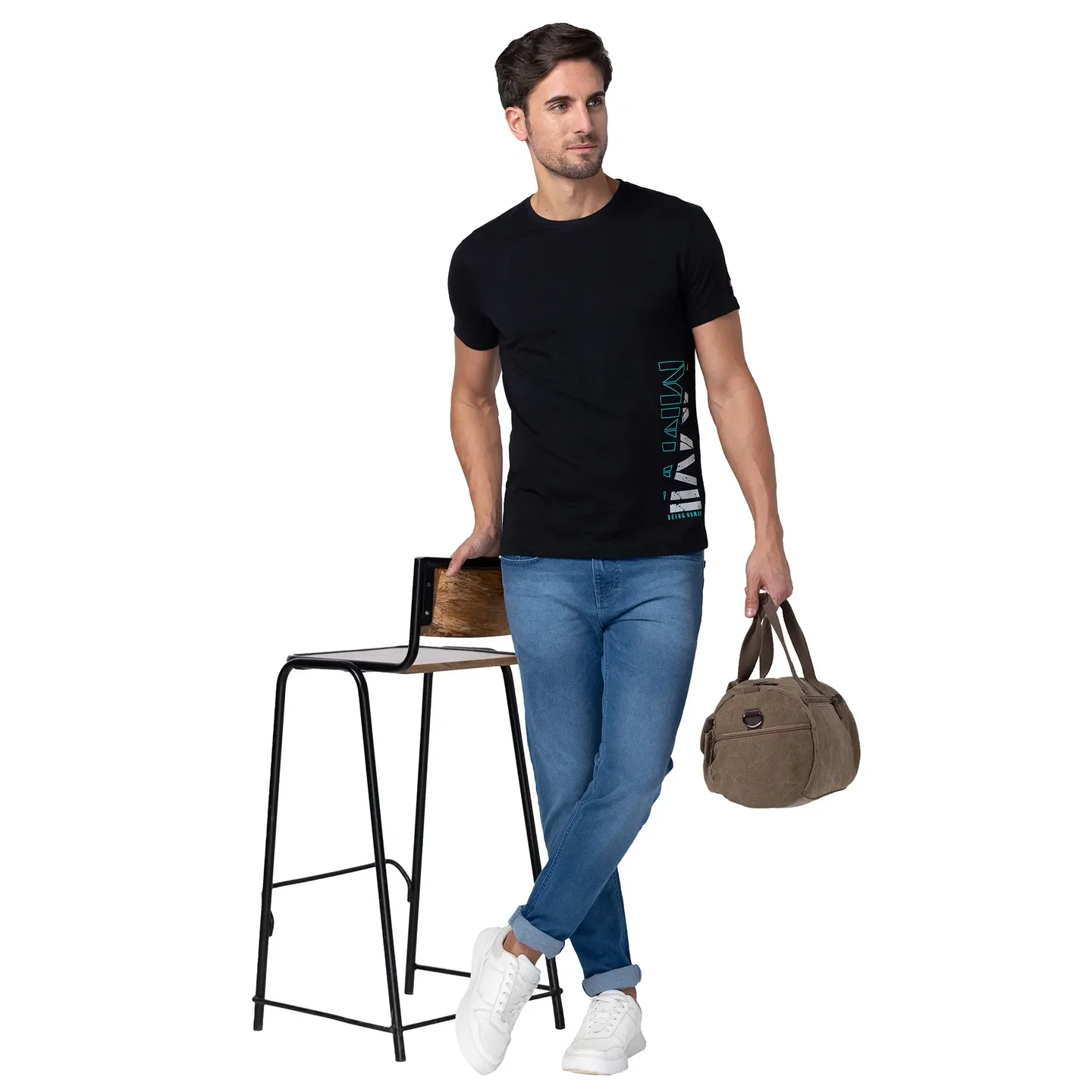 Black Regular Fit Men's Short Sleeves T-Shirt by Being Human Clothing - Image 6