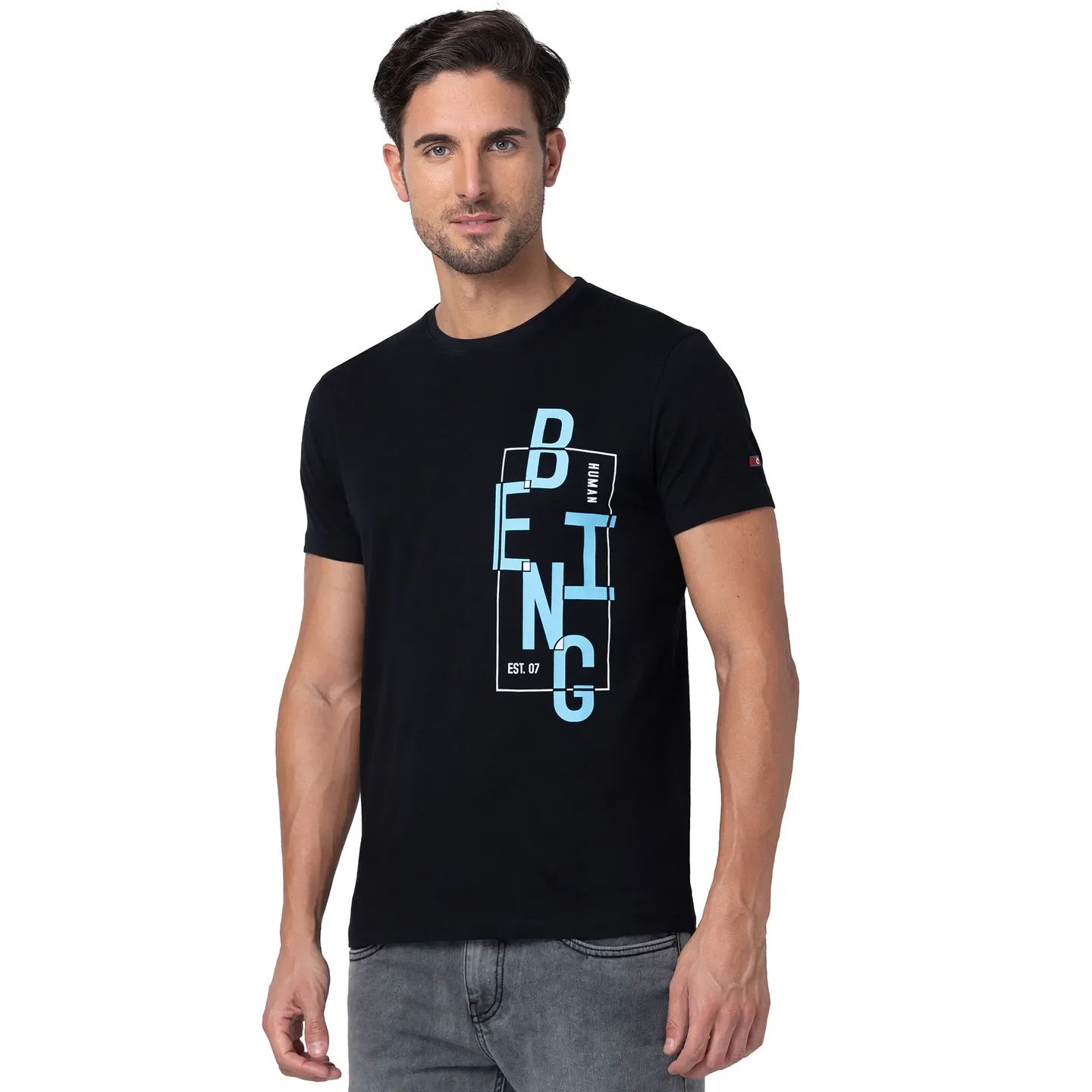 Black Regular Fit Men's Short Sleeves T-Shirt by Being Human Clothing - Image 4
