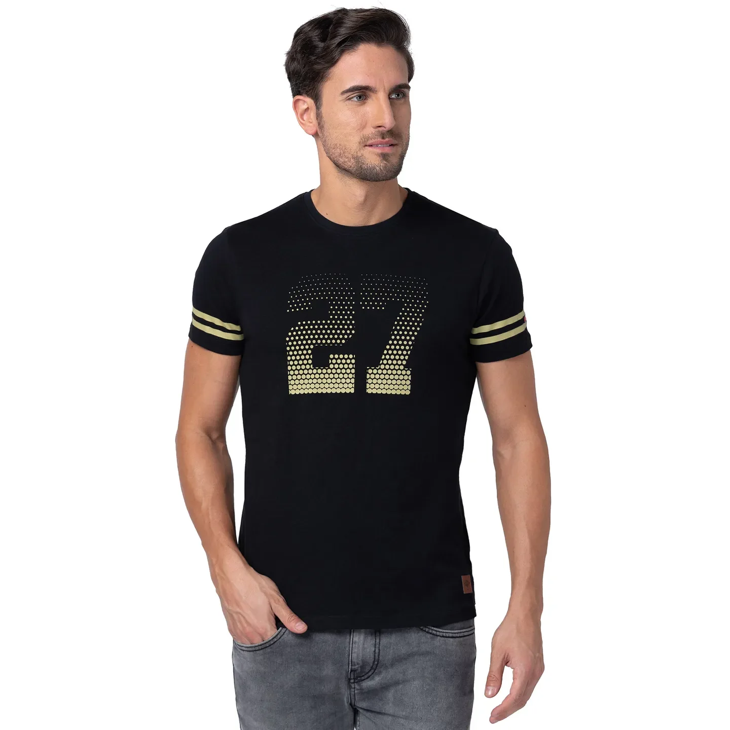 Black Regular Fit Men's Short Sleeves T-Shirt by Being Human Clothing