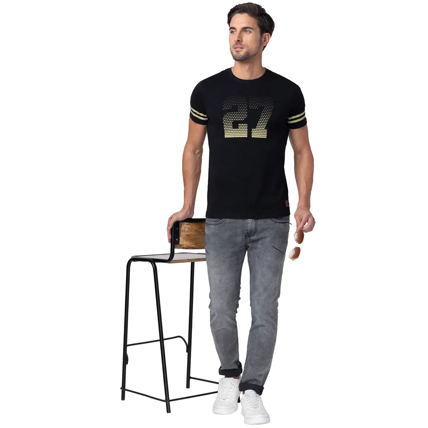 Black Regular Fit Men's Short Sleeves T-Shirt by Being Human Clothing - Image 6