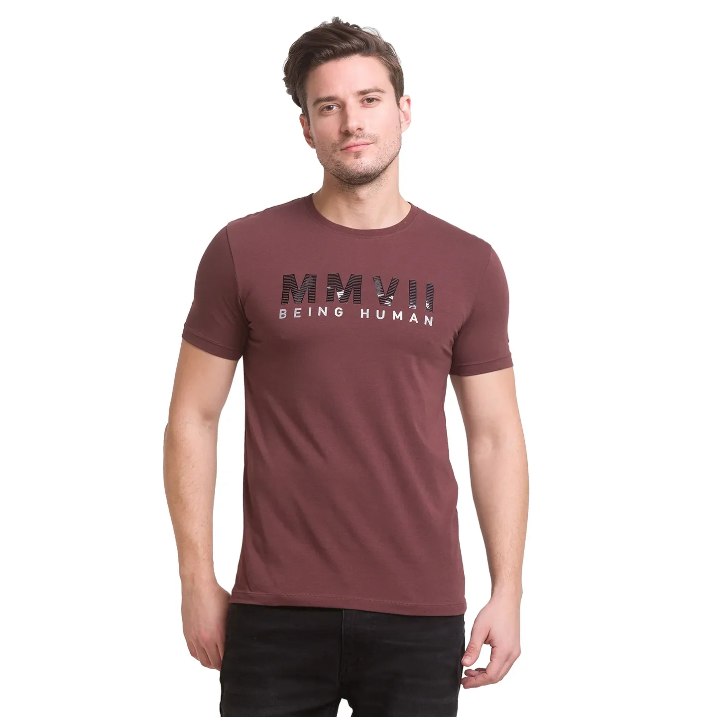 Black Coffee Regular Fit Round Neck Men's T-Shirt by Being Human Clothing - Image 2