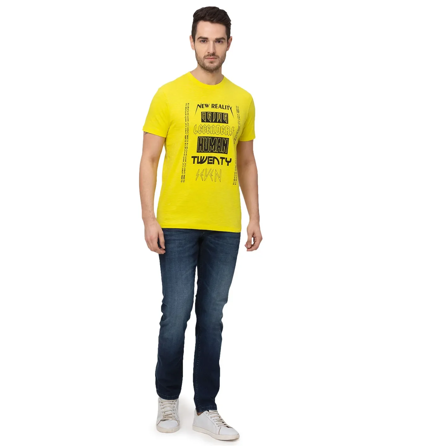 Yellow Regular Fit Men's Short Sleeves T-Shirt by Being Human Clothing - Image 5