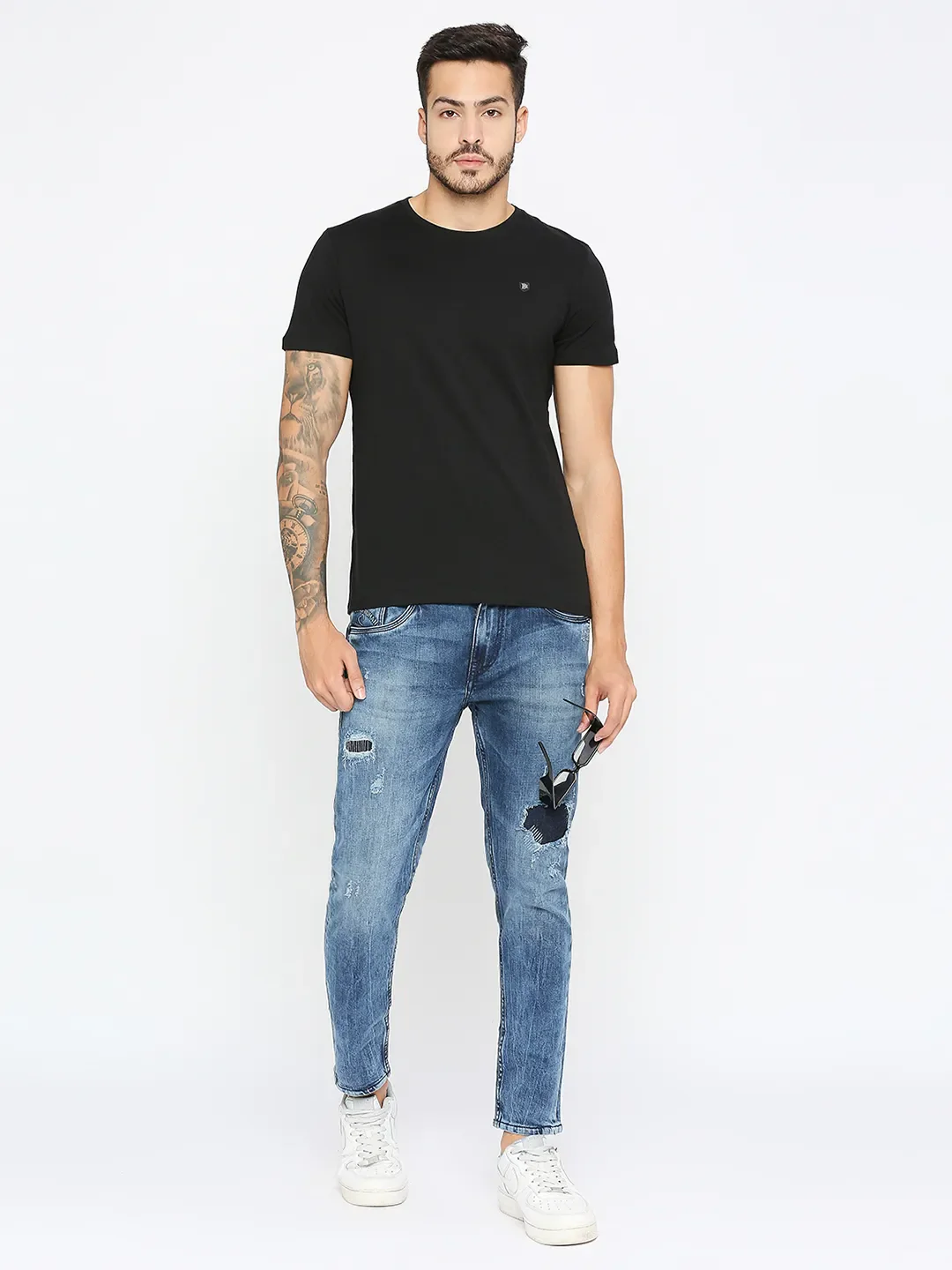 Black Regular Fit Round Neck Men's T-Shirt by Being Human Clothing - Image 6
