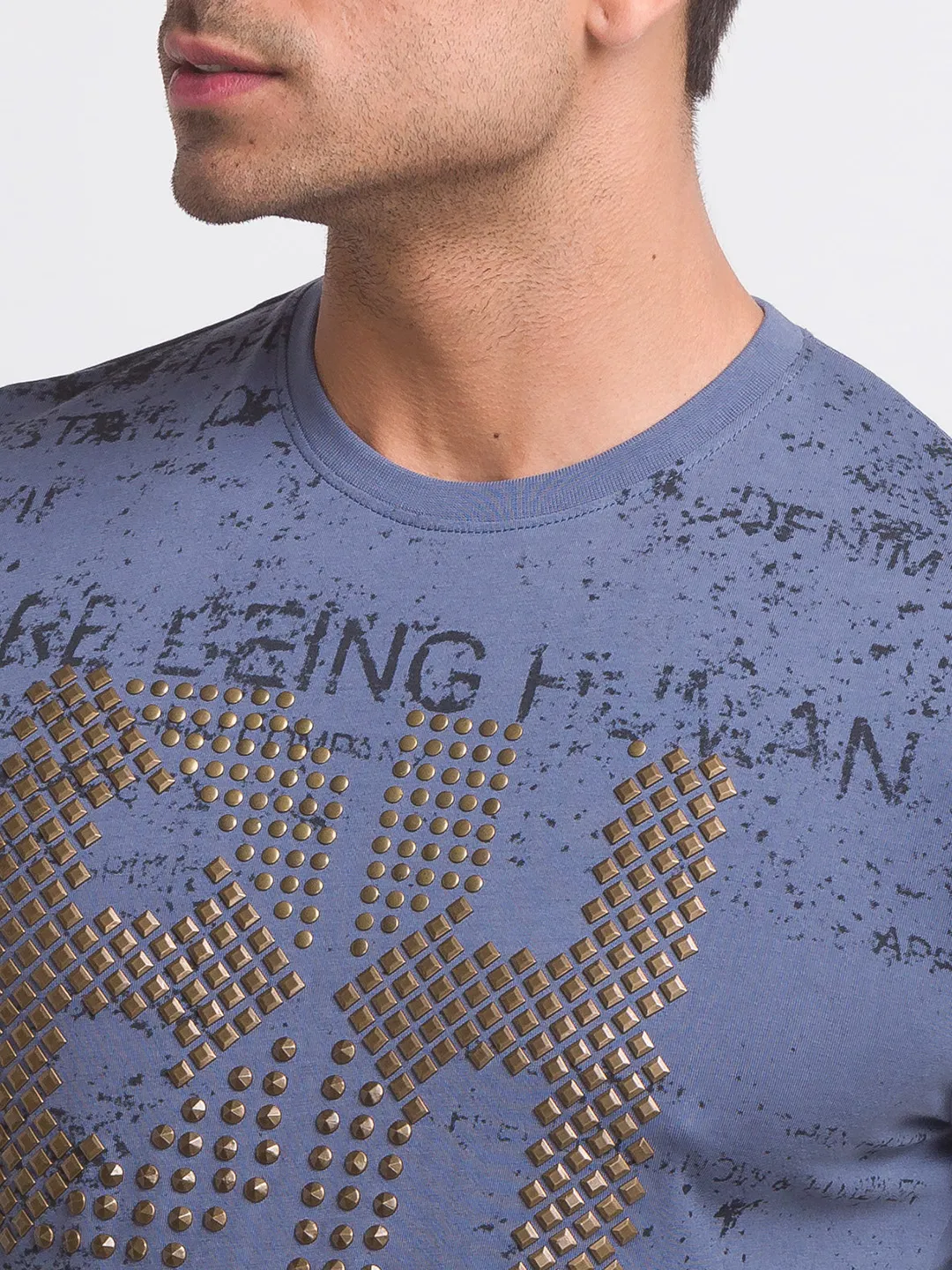 Blue Regular Fit Men's Long Sleeves T-Shirt by Being Human Clothing - Image 4