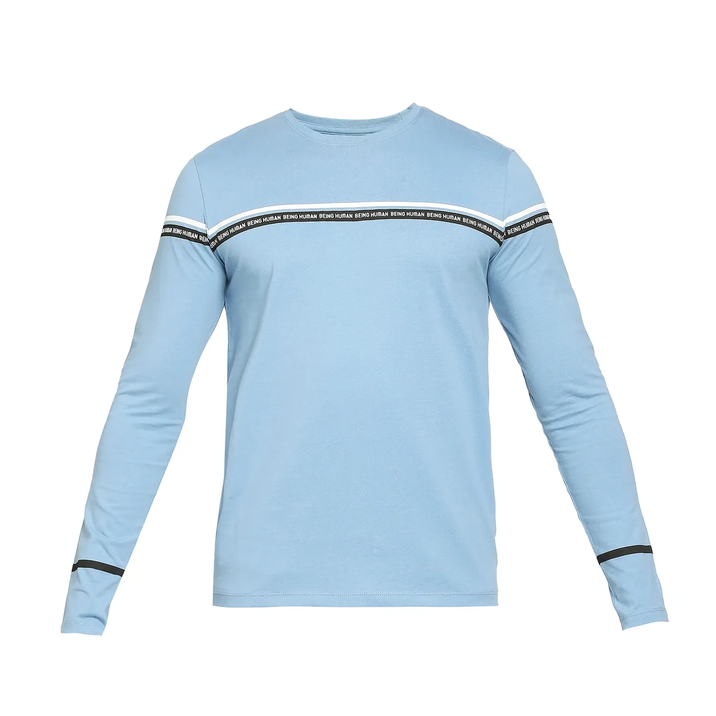 Blue Regular Fit Men's Long Sleeves T-Shirt by Being Human Clothing - Image 7
