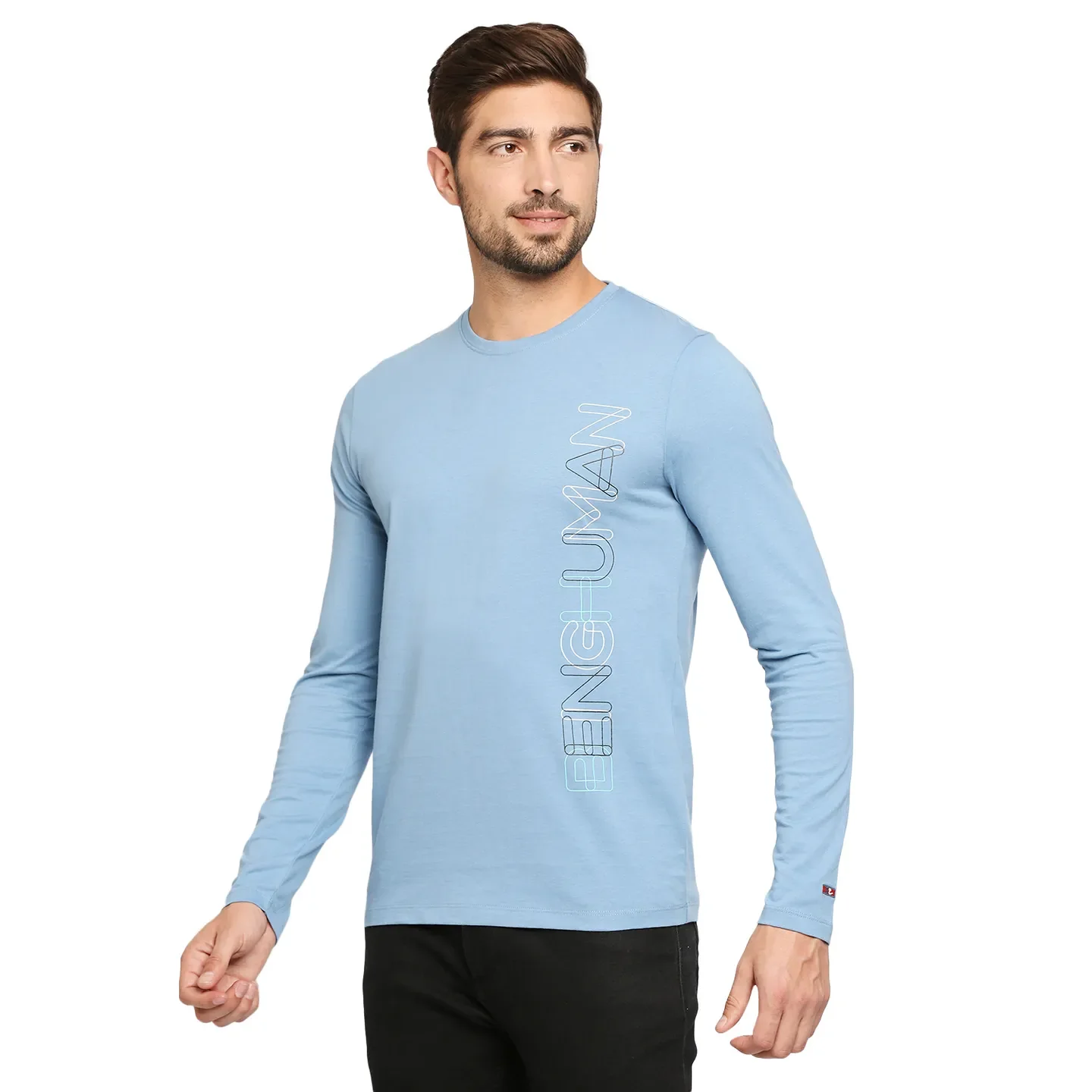 Blue Regular Fit Men's Long Sleeves T-Shirt by Being Human Clothing - Image 3