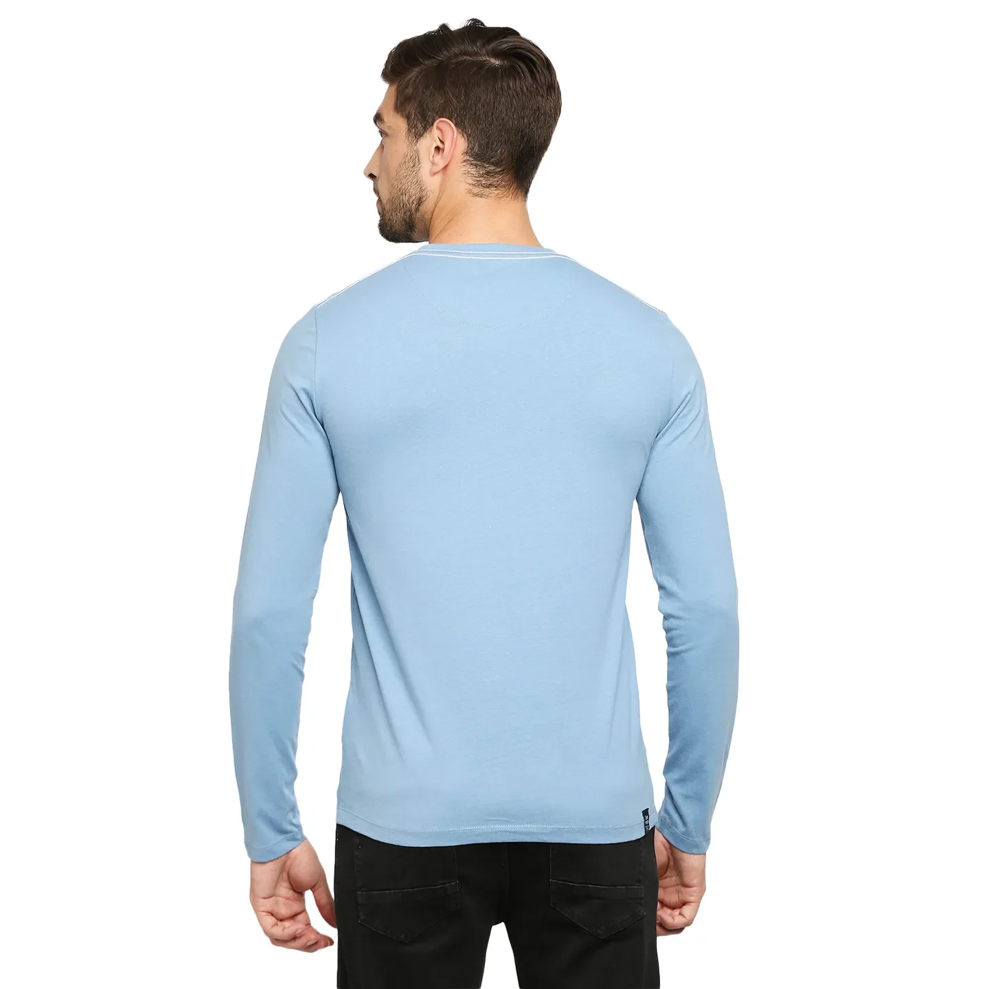 Blue Regular Fit Men's Long Sleeves T-Shirt by Being Human Clothing - Image 4