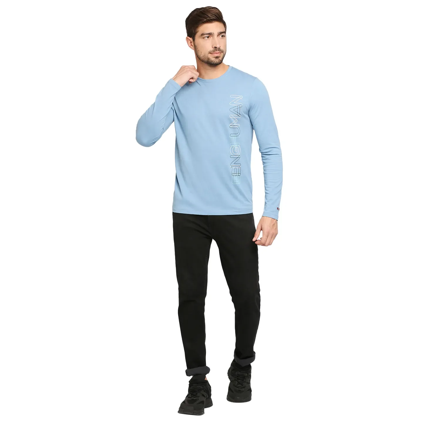 Blue Regular Fit Men's Long Sleeves T-Shirt by Being Human Clothing - Image 6