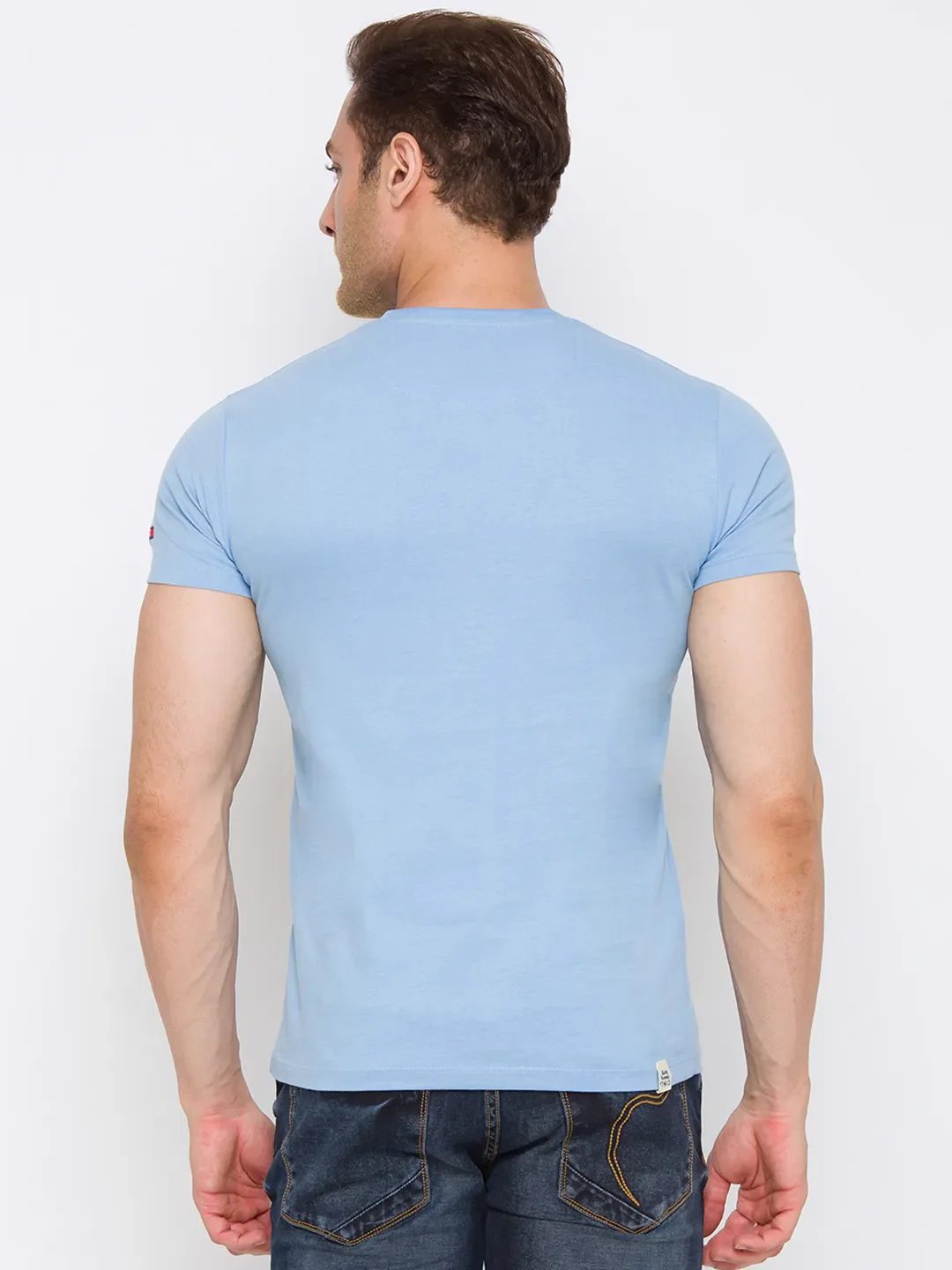 Blue Regular Fit Round Neck Men's T-Shirt by Being Human Clothing - Image 3