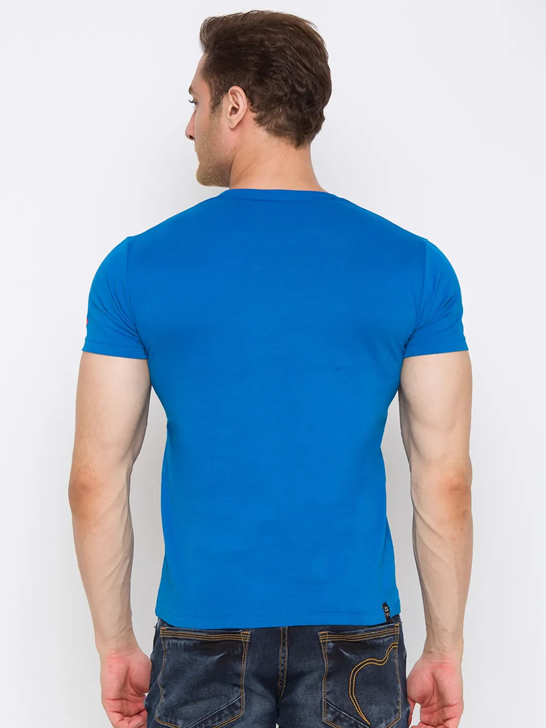 Blue Regular Fit Round Neck Men's T-Shirt by Being Human Clothing - Image 3