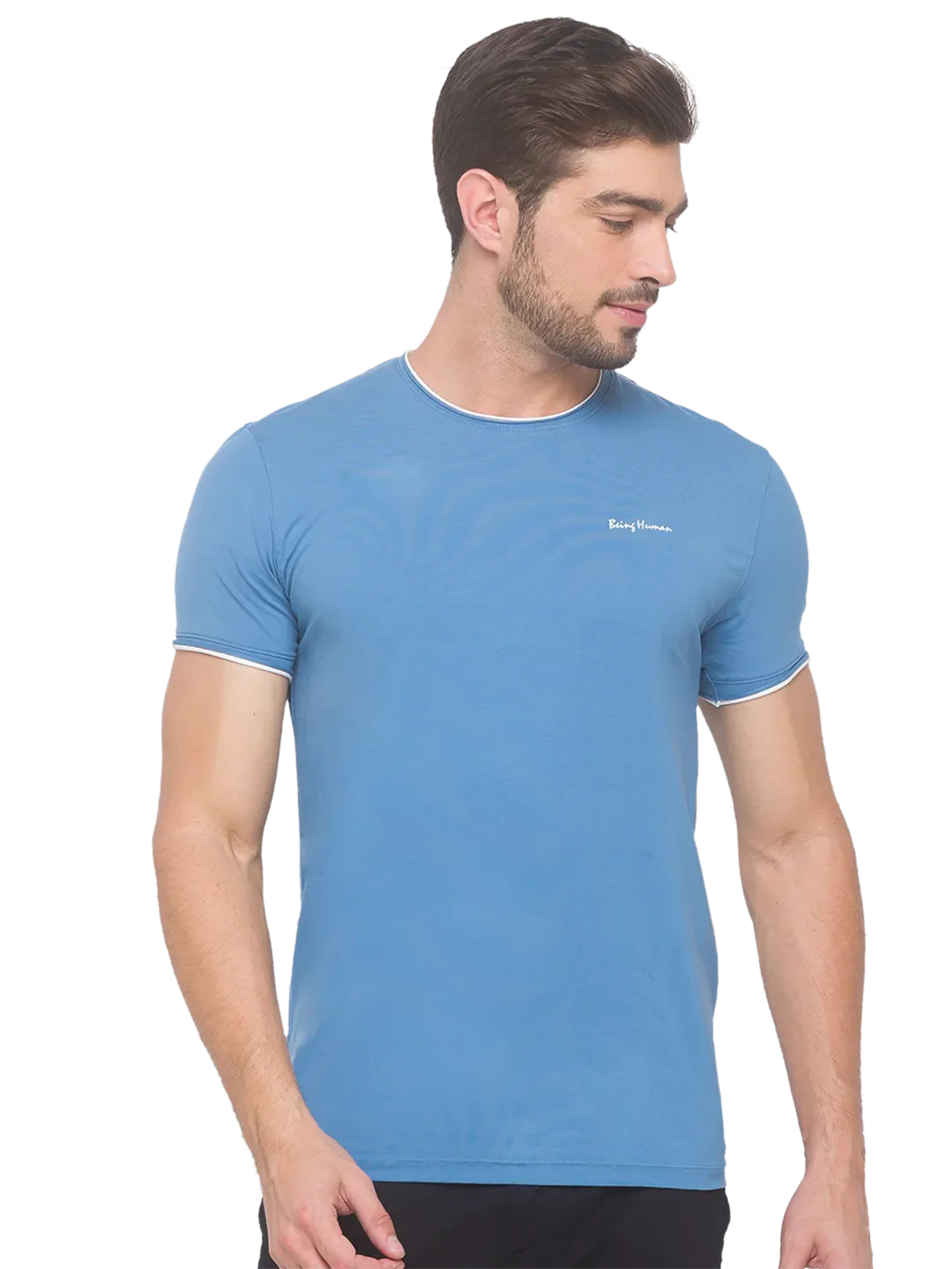 Blue Regular Fit Round Neck Men's T-Shirt by Being Human Clothing - Image 5