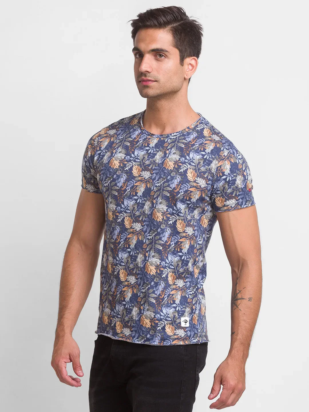 Blue Regular Fit Men's Short Sleeves T-Shirt by Being Human Clothing - Image 2