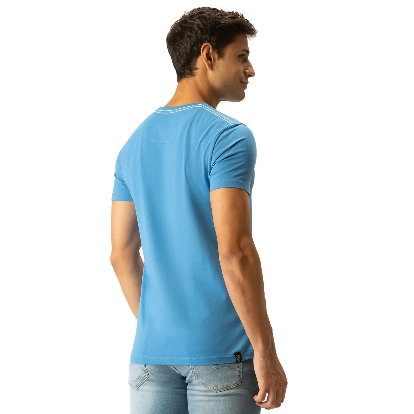 Blue Regular Fit Men's Short Sleeves T-Shirt by Being Human Clothing - Image 3